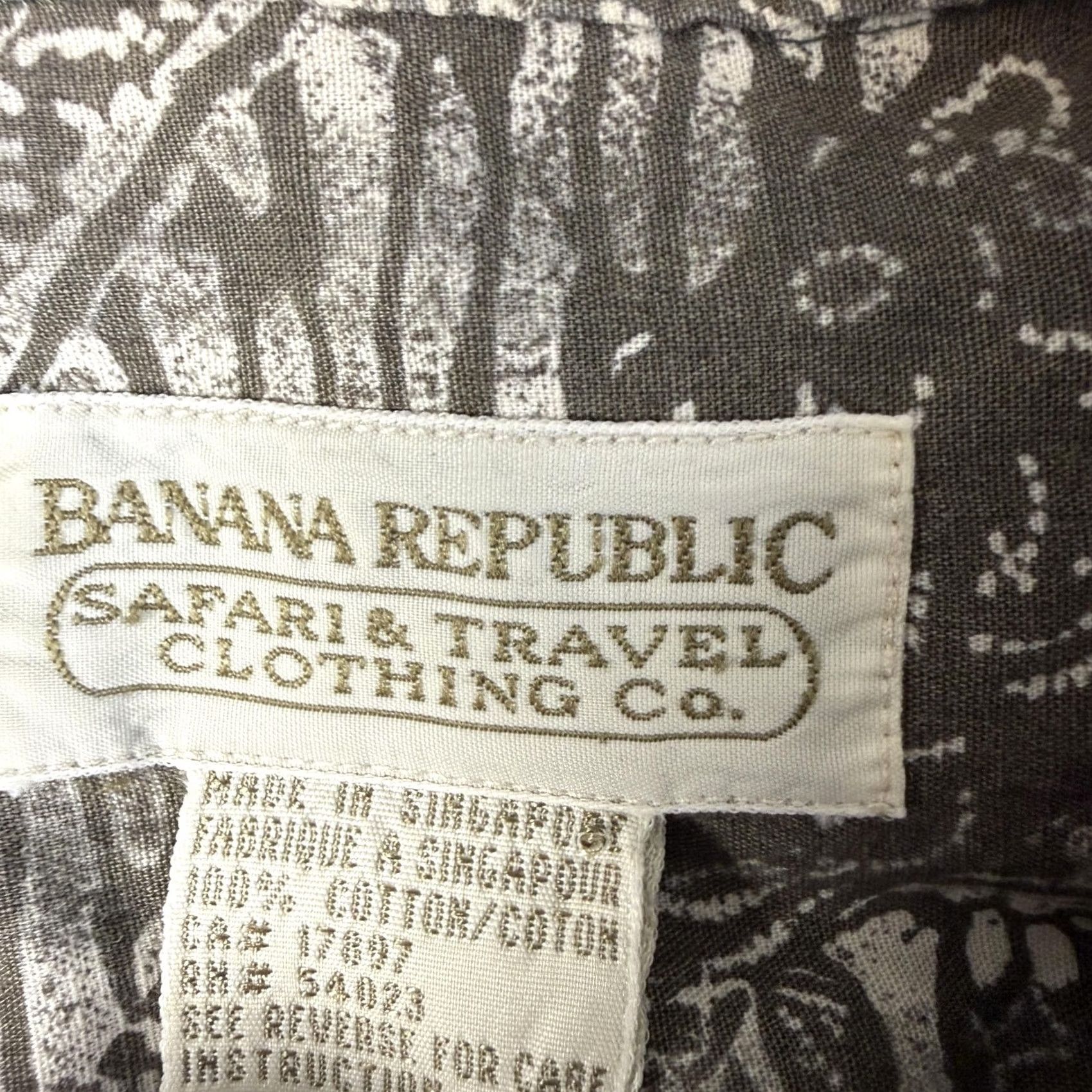 Banana Republic VINTAGE Banana Republic Shirt Mens Small Brown Geometric Safari Travel Cotton Size US S / EU 44-46 / 1 - 6 Thumbnail