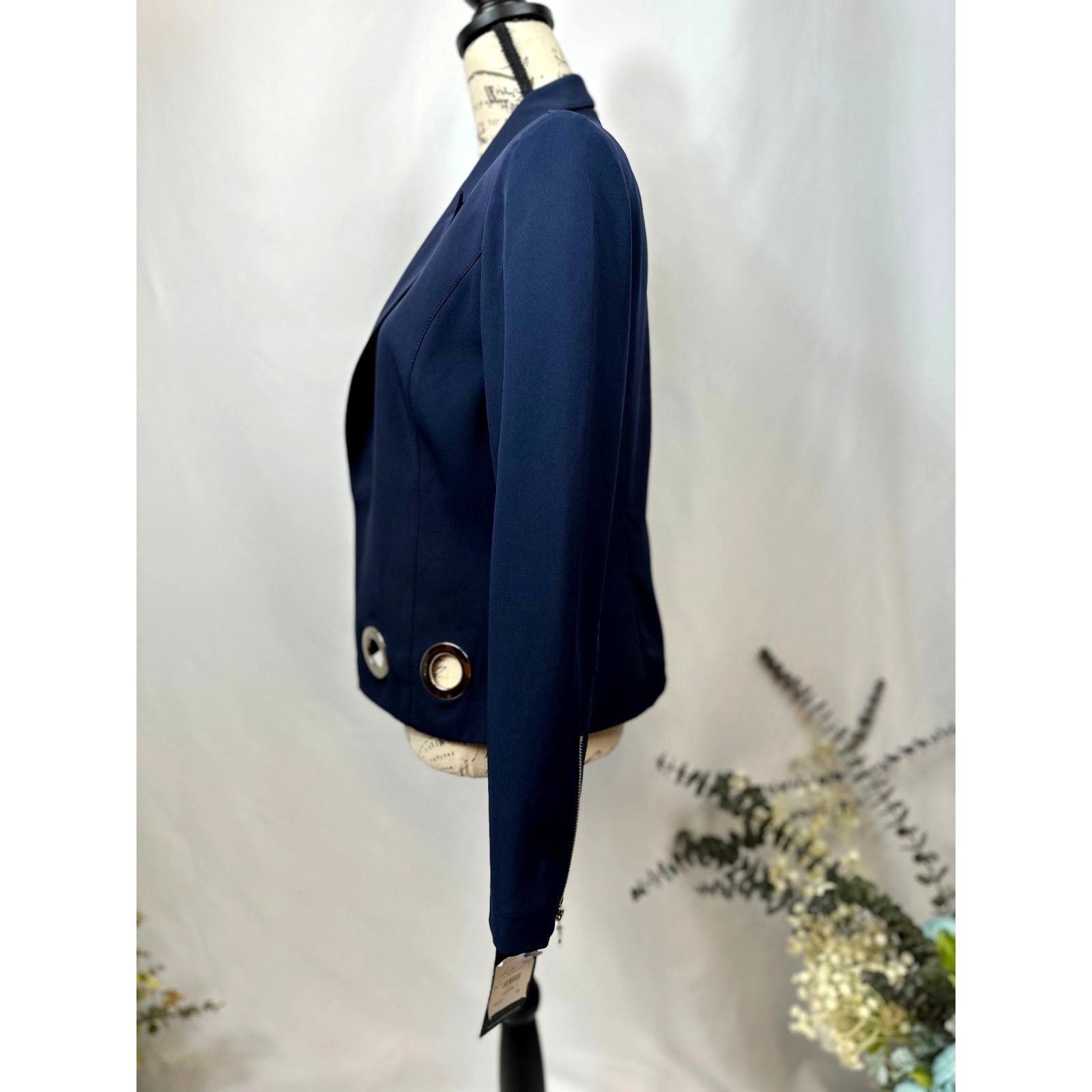 Other Vex Colley Blazer Silver-tone Grommet Details Navy 8 Size M / US 6-8 / IT 42-44 - 10 Thumbnail