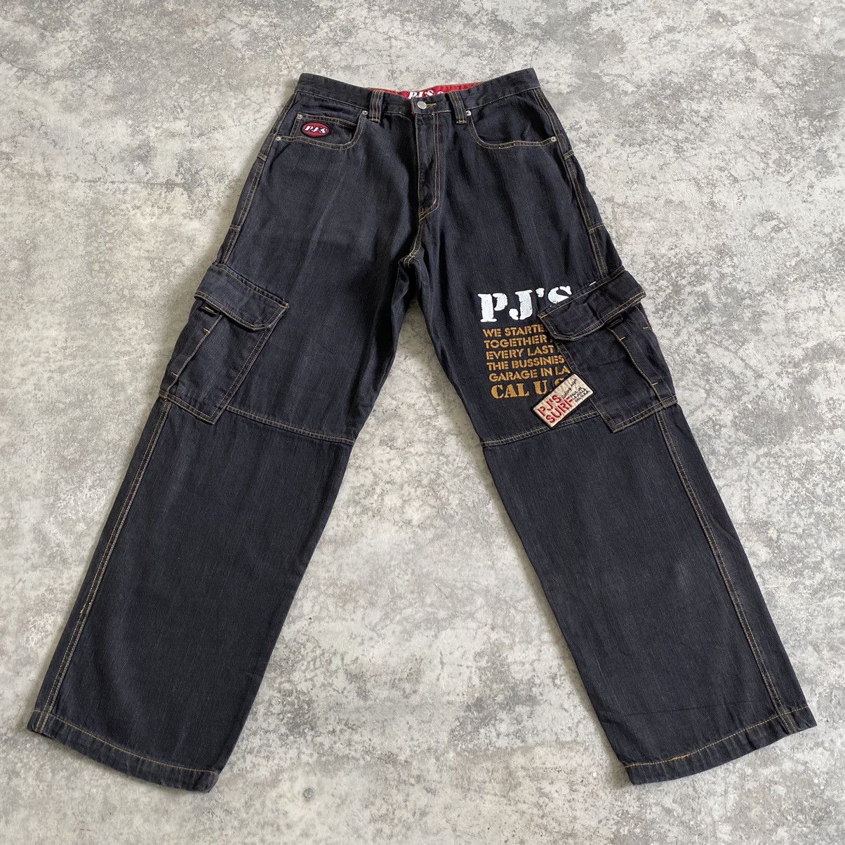 Japanese Brand 2000’s Y2K PJ’S Surf Japan Cargo Baggy Vintage Denim Jeans Size US 32 / EU 48 - 2 Thumbnail