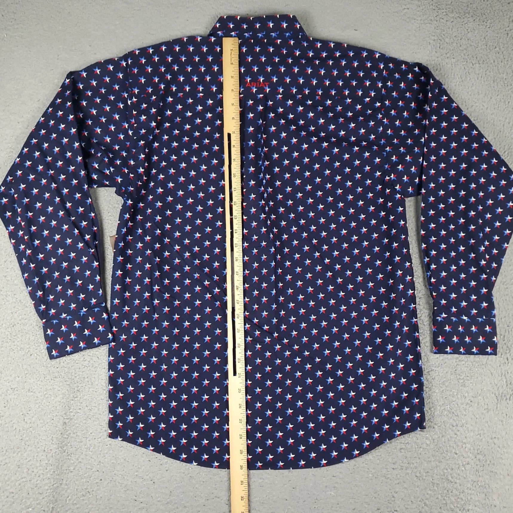 Ariat Shirt Mens Small Blue Western Pearl Snap Button Long Sleeve Star Print?