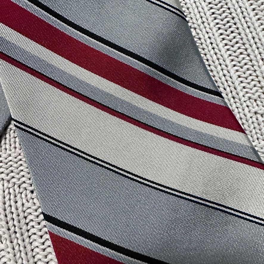Saks Fifth Avenue Vintage Saks 5th Ave maroon and gray striped silk tie Size ONE SIZE - 2 Thumbnail