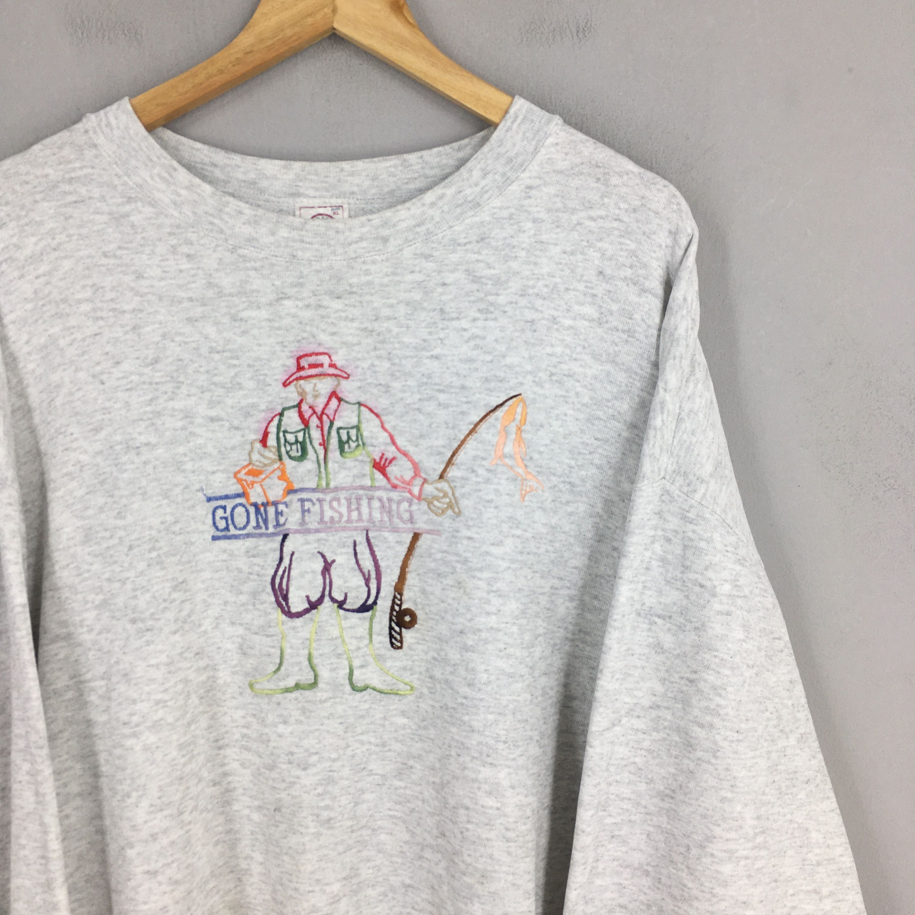 Delta Vintage Fisherman Gone Fishing Sweatshirt XLarge Size US XL / EU 56 / 4 - 2 Thumbnail