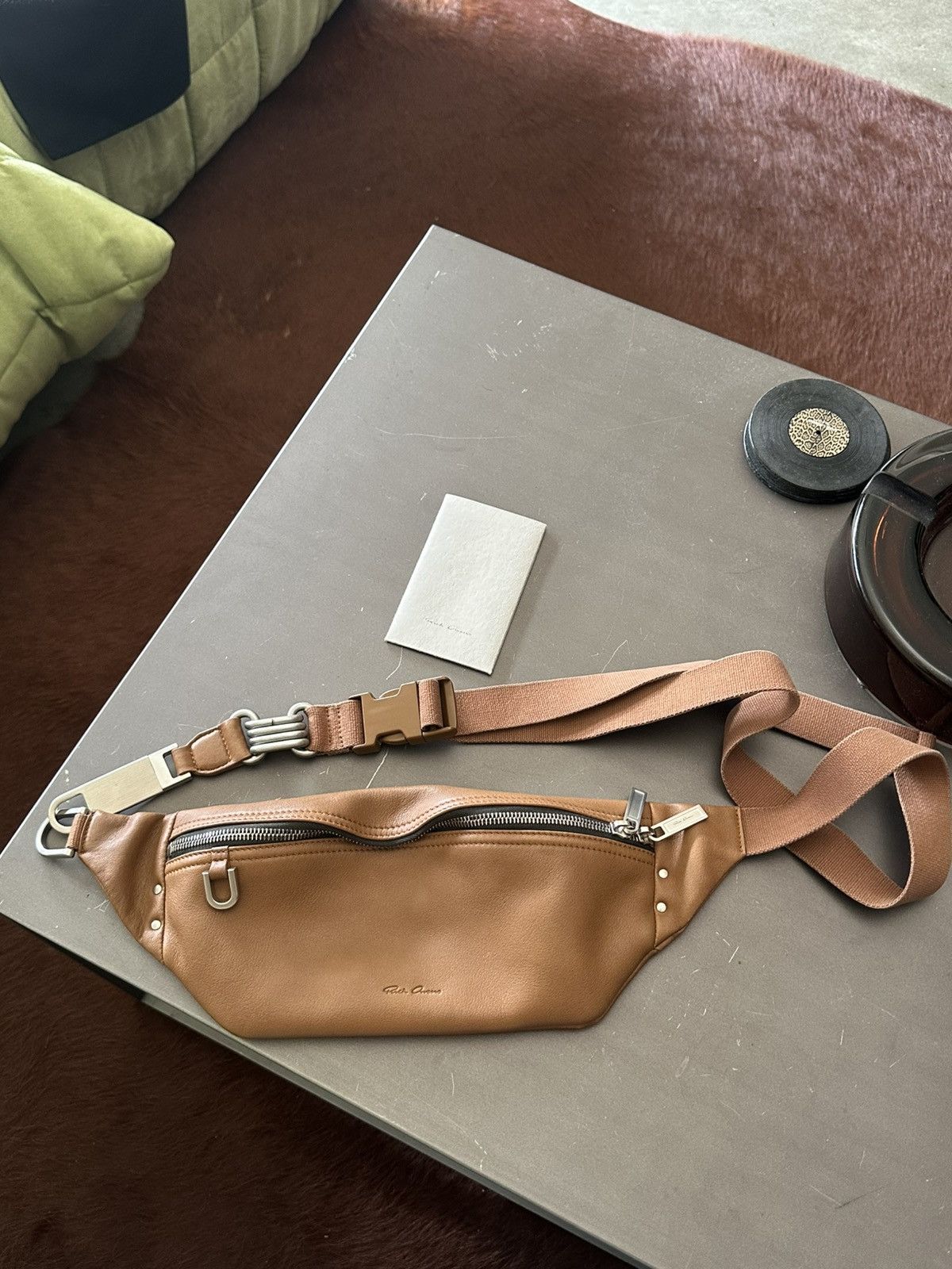 Rick Owens FW21 Gethsemane Geo Leather Bum Bag Honey Calfskin Size ONE SIZE - 1 Thumbnail