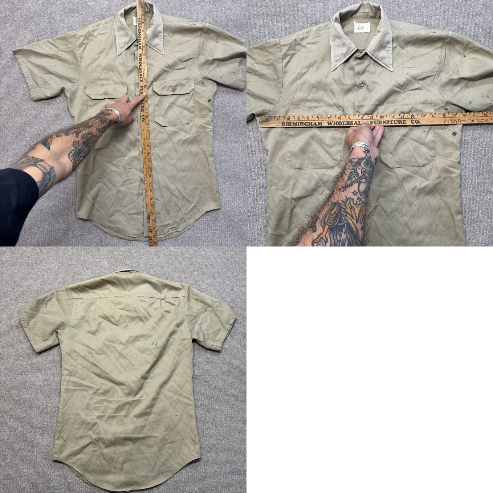 Vintage VINTAGE Big Mac Work Shirt Mens L 70s No Iron Button-Up Short Sleeve Cotton Twill Beige Distressed Size US L / EU 52-54 / 3 - 8 Thumbnail