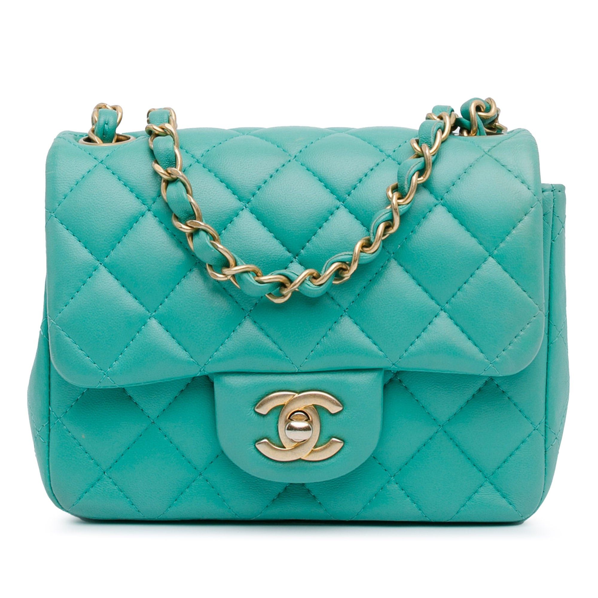 Chanel Chanel Mini Square Classic Lambskin Single Flap Green Size ONE SIZE - 1 Thumbnail