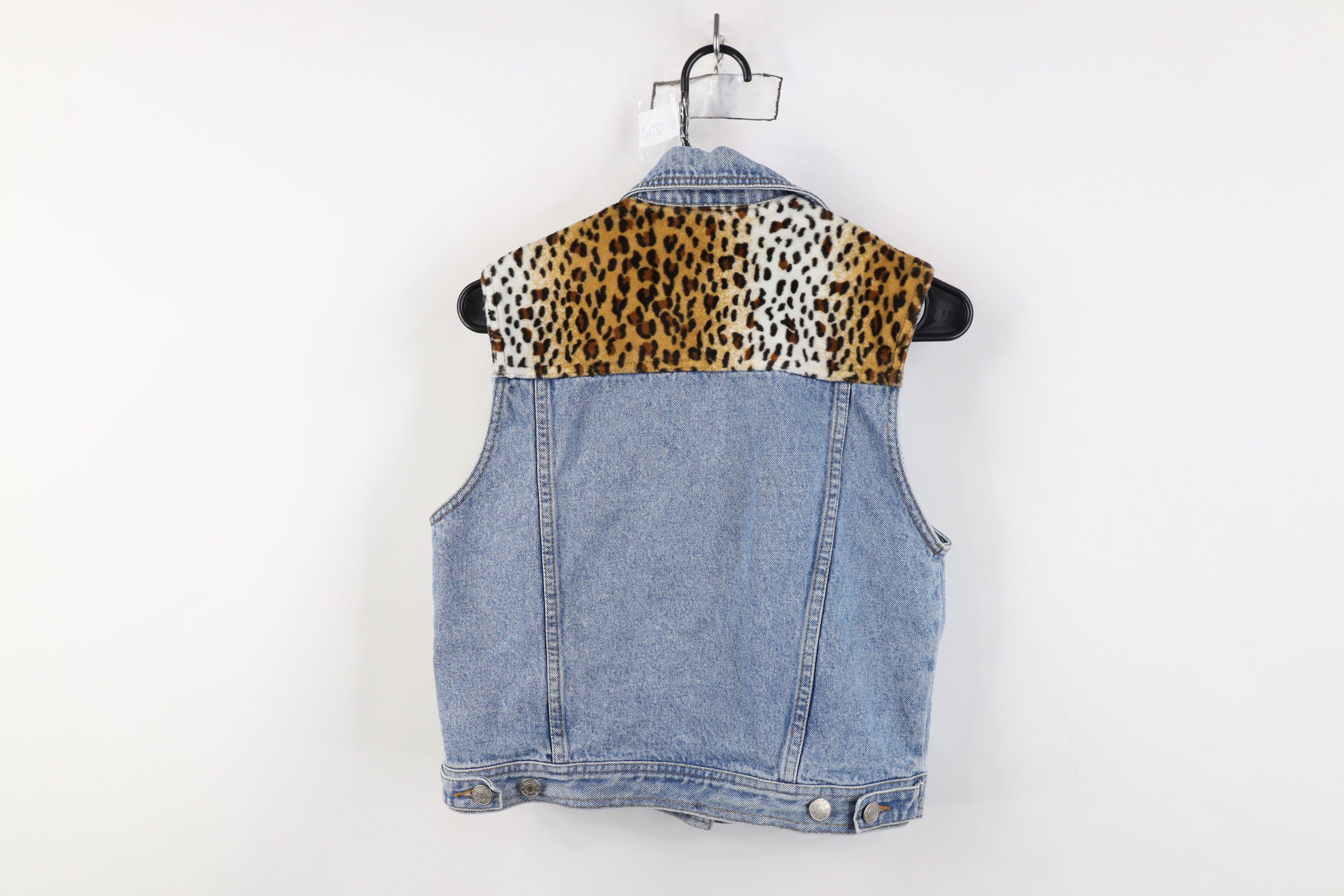 Vintage Vintage 90s Streetwear Leopard Denim Trucker Vest Jacket Size S / US 4 / IT 40 - 9 Thumbnail