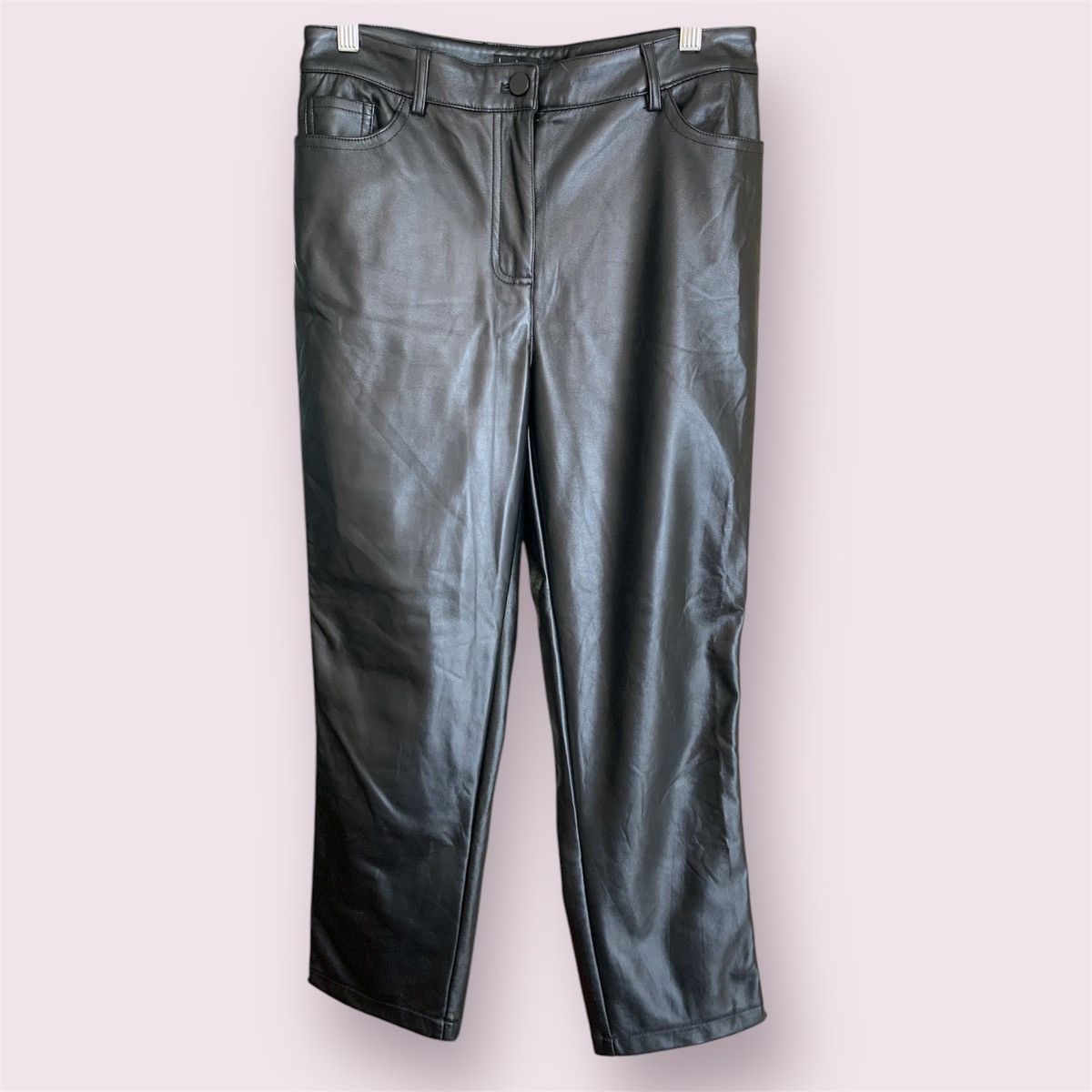 Nicole Miller Nicole Miller Black Faux Leather Pants Size 28" / US 6 / IT 42 - 2 Thumbnail
