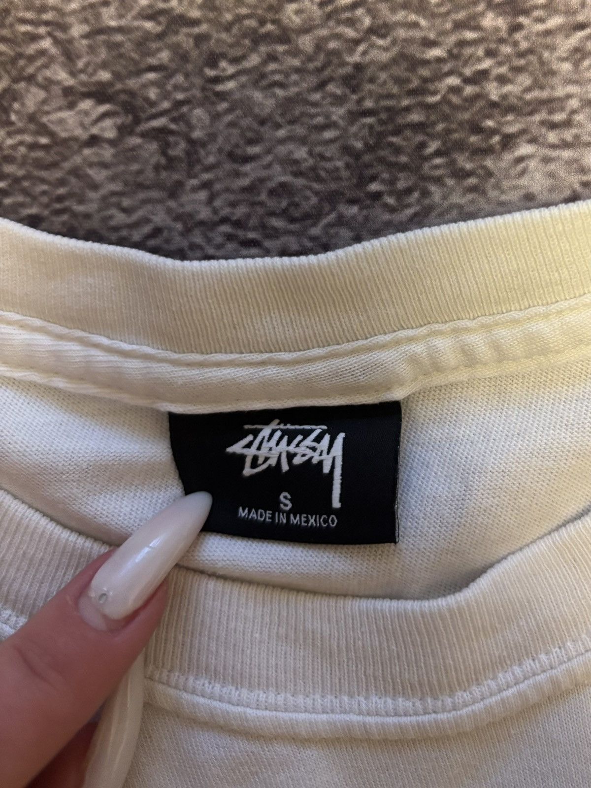 Stussy Cream White Stüssy Stussy T-shirt with black big logo Size US S / EU 44-46 / 1 - 3 Thumbnail