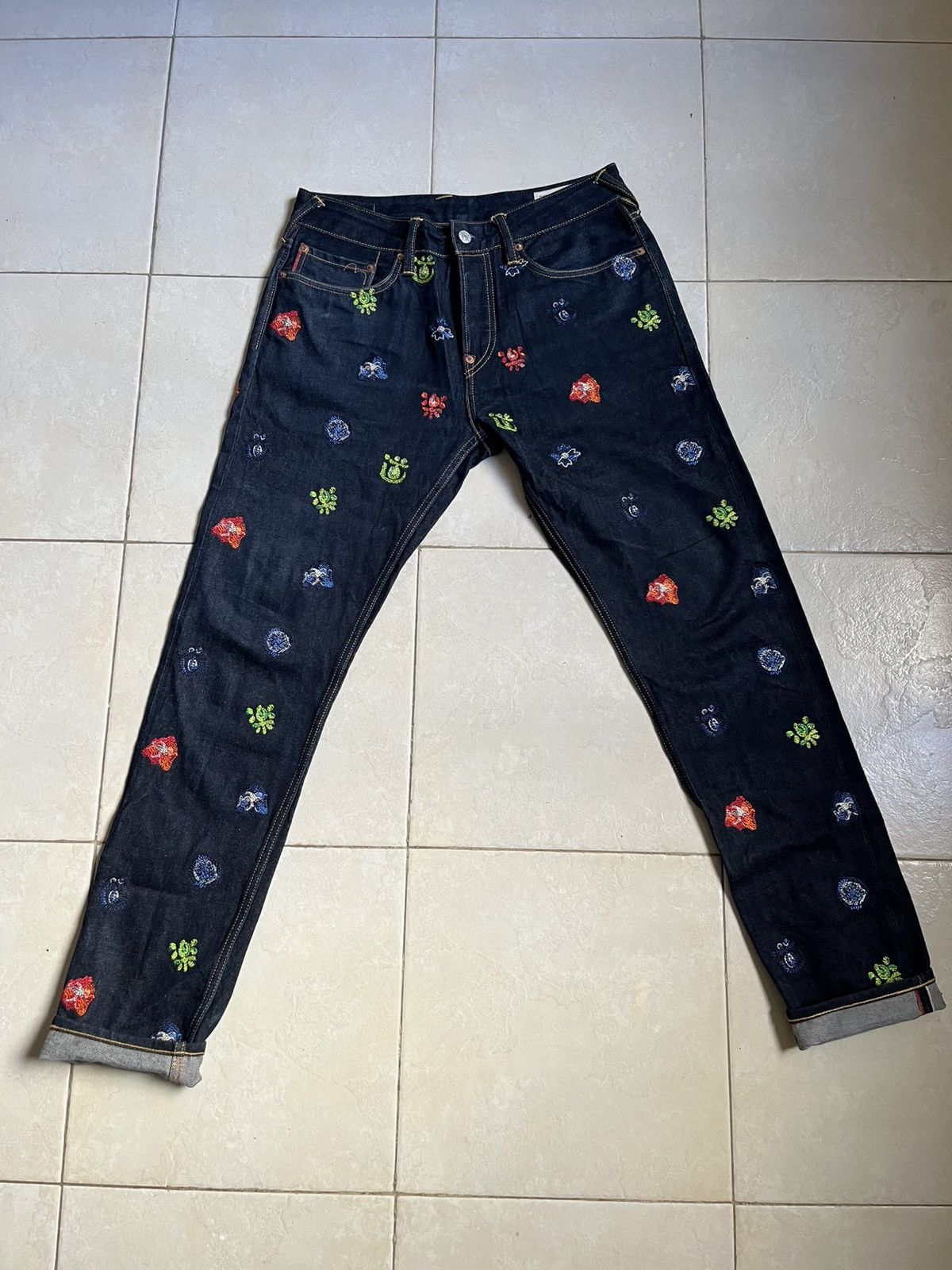Evisu Evisu diacock selvedge embroided denim Size US 33 - 3 Thumbnail