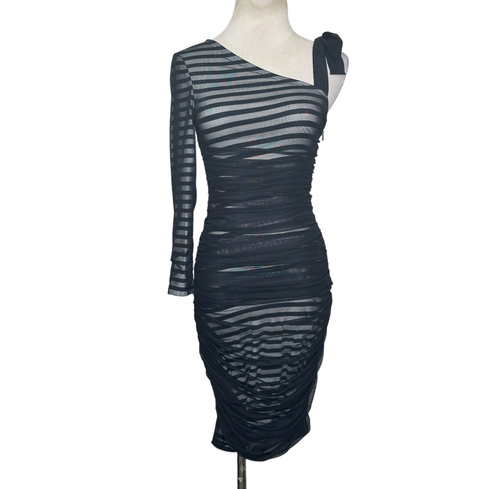 Bcbgmaxazria BCBGMAXAZRIA Striped One Shoulder Cocktail Dress size XS Size XS / US 0-2 / IT 36-38 - 11 Thumbnail