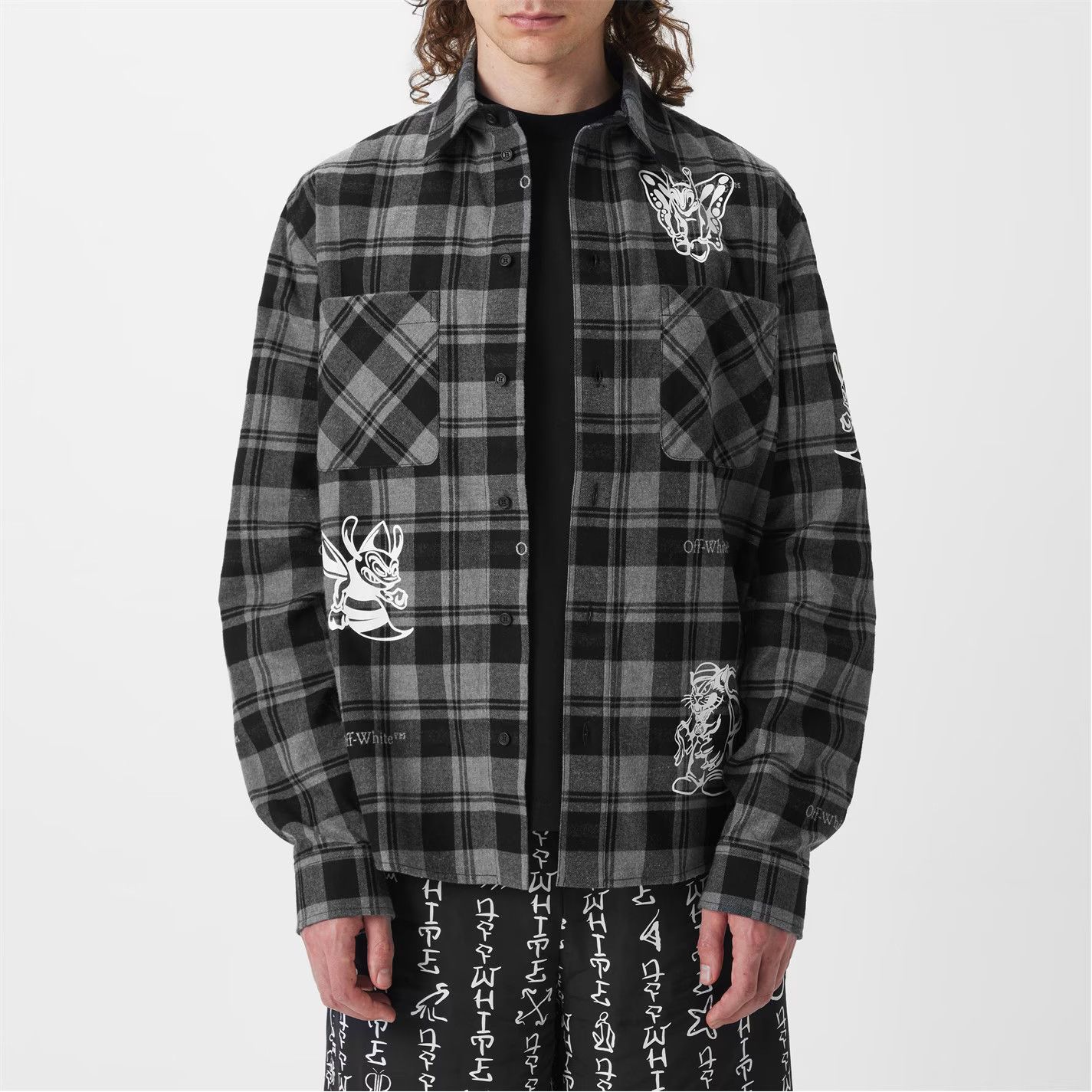 Off-White o1g2r1mq0326 Character Check Cotton Overshirt in Multicolor Size US L / EU 52-54 / 3 - 3 Thumbnail