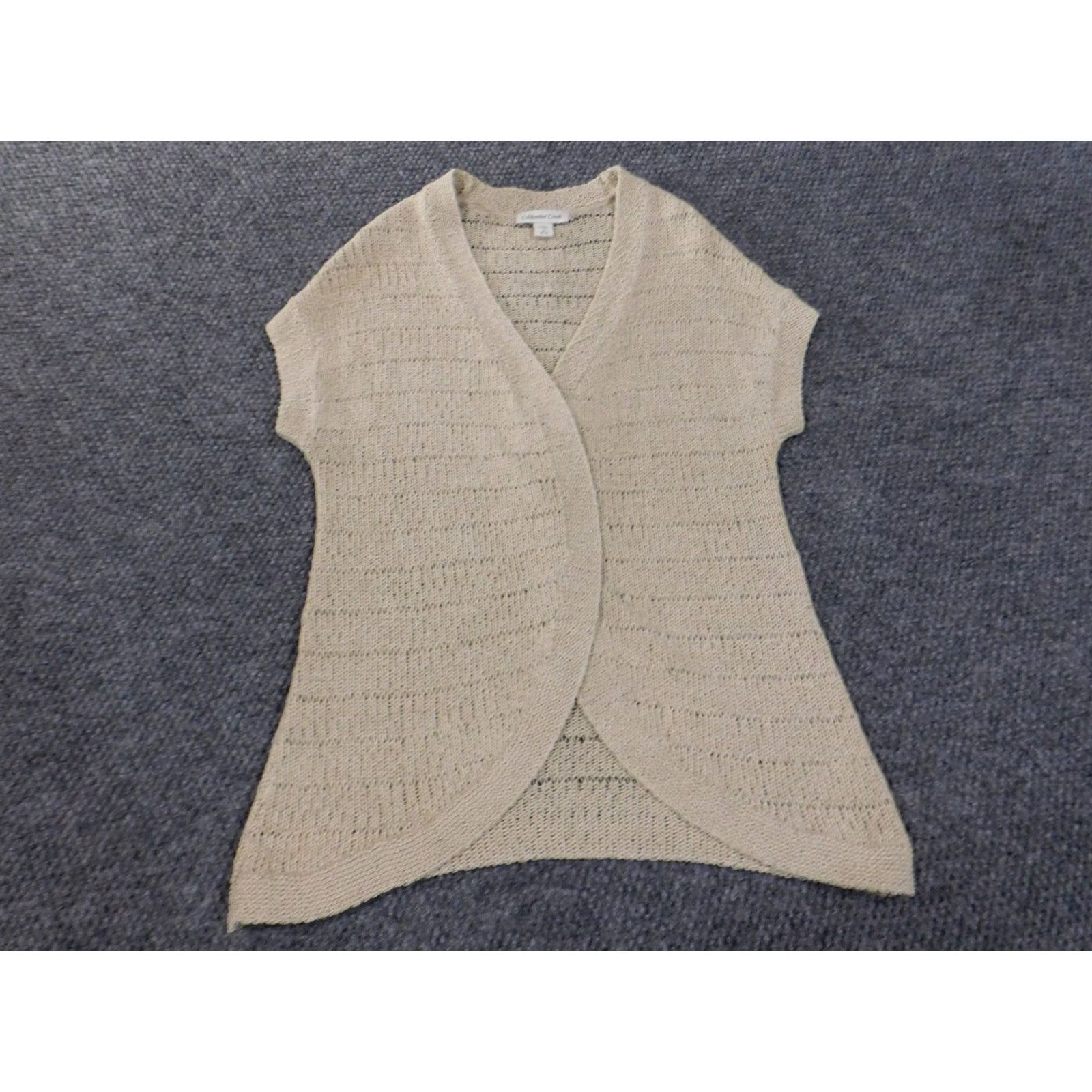 Coldwater Creek Coldwater Creek Cardigan Sweater M Women Beige V-Neck Sleeveless Lace Knit Chunky- Knit Regular Slim Classic All Seasons Biological: No Size M / US 6-8 / IT 42-44 - 2 Thumbnail
