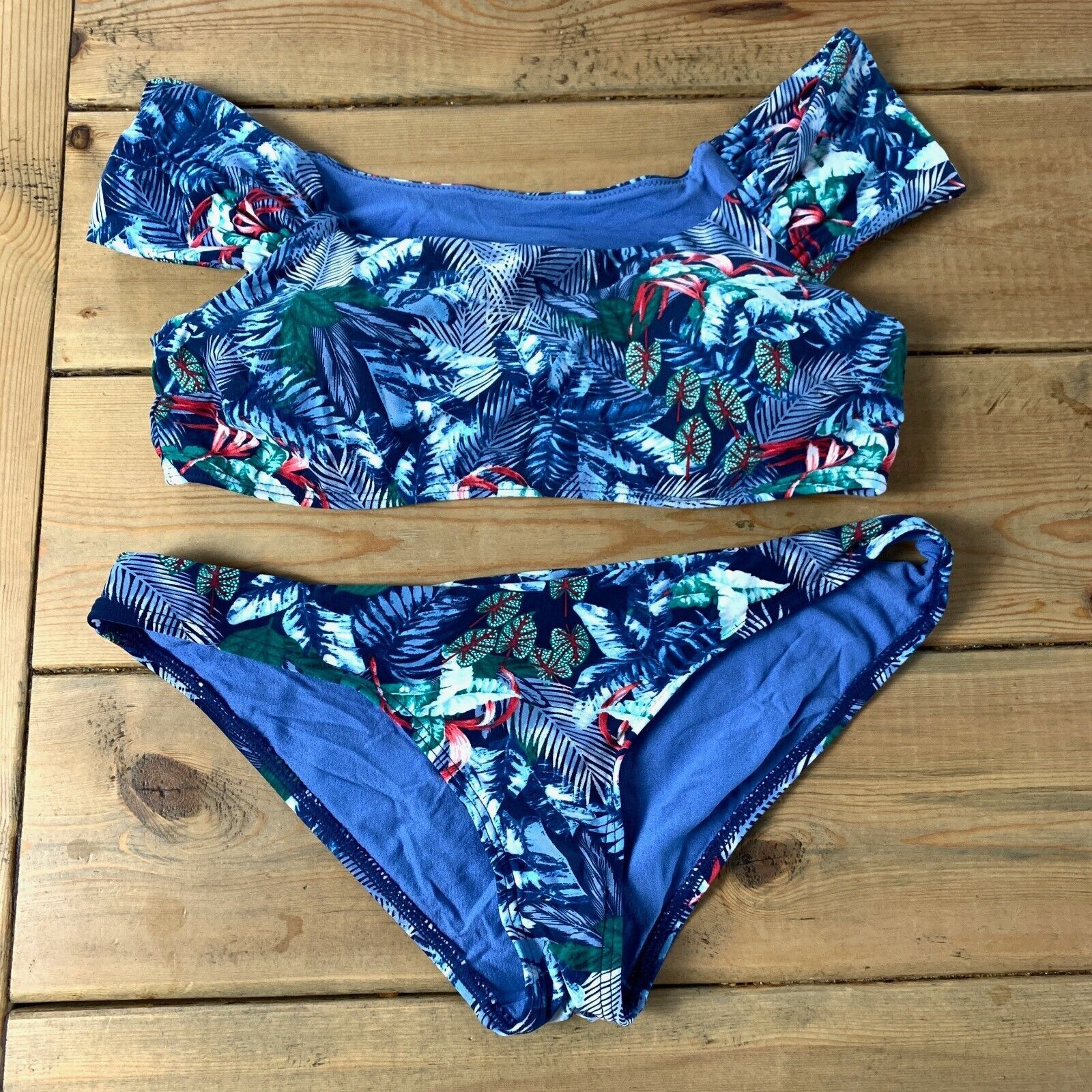 Other Cikada Australia Off Shoulder Bikini Set Blue Tropical Swim Size M / US 6-8 / IT 42-44 - 1 Thumbnail