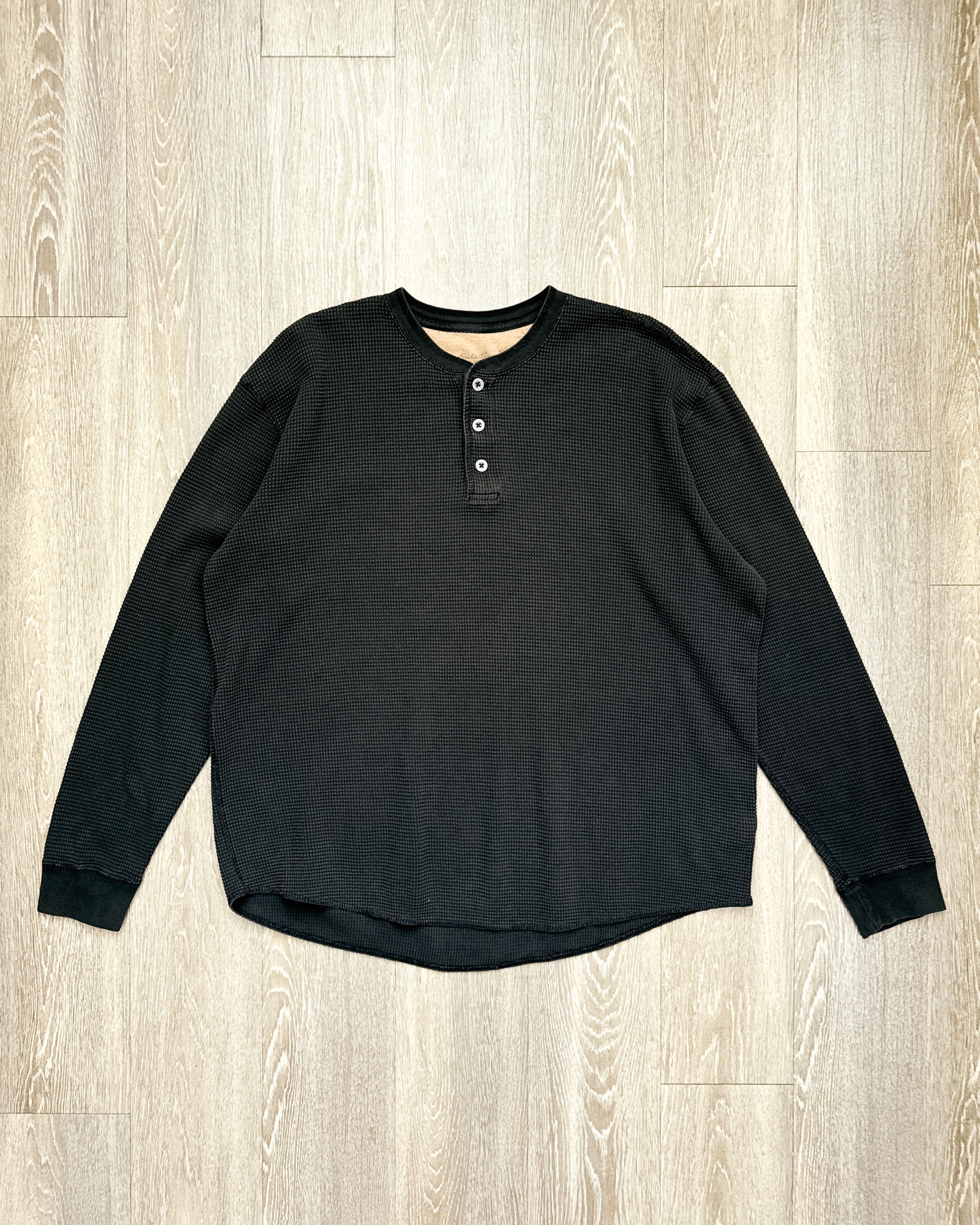 Eddie Bauer Black Thermal Long Sleeve Shirt Henley Men's XL