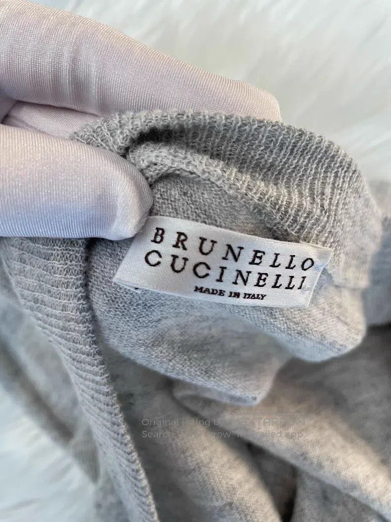 Brunello Cucinelli Brunello Cucinelli Gray Beaded Linen Sweater Size XS / US 0-2 / IT 36-38 - 8 Thumbnail