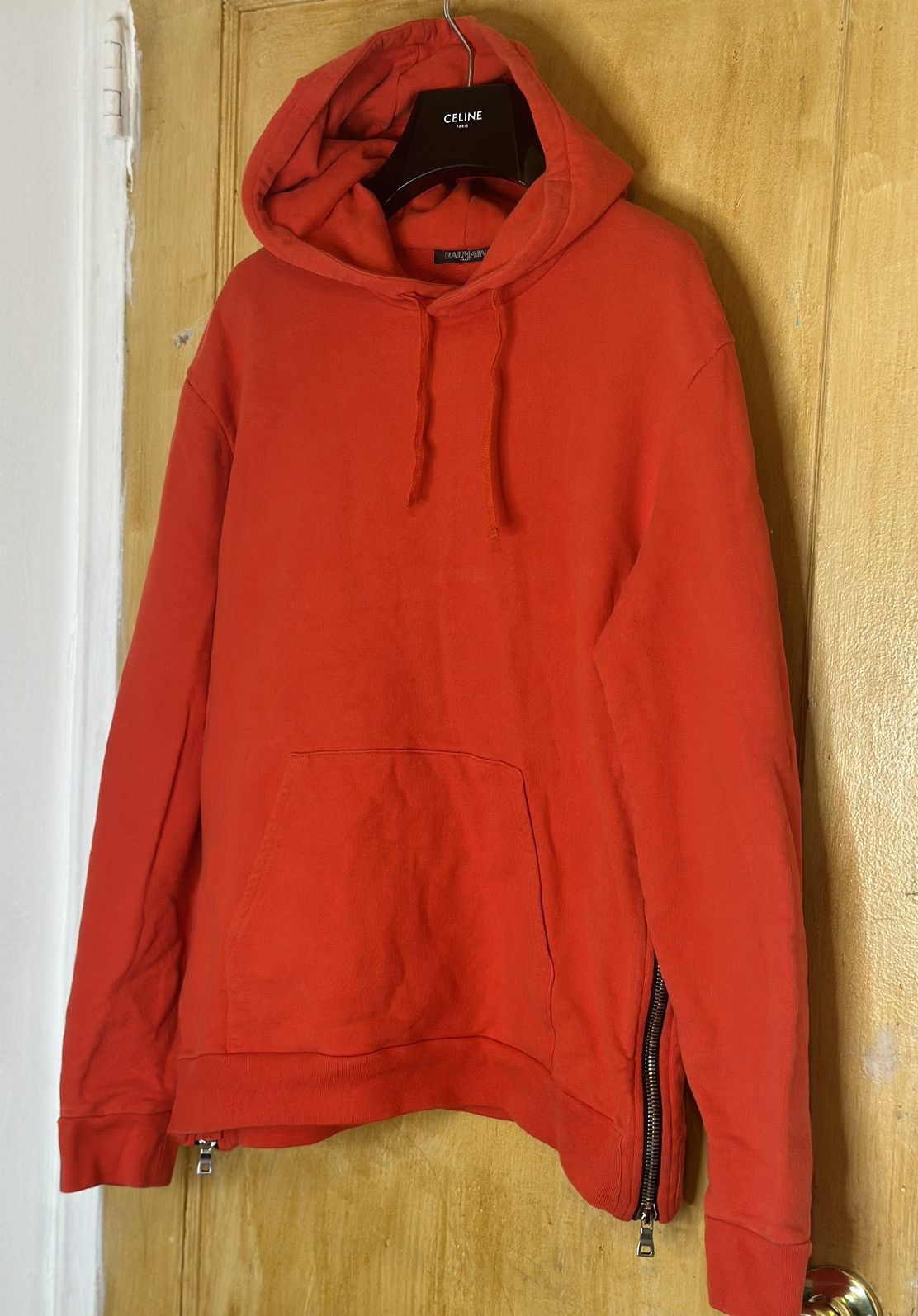 Balmain Red Pullover Zip Hoodie Size US L / EU 52-54 / 3 - 3 Thumbnail
