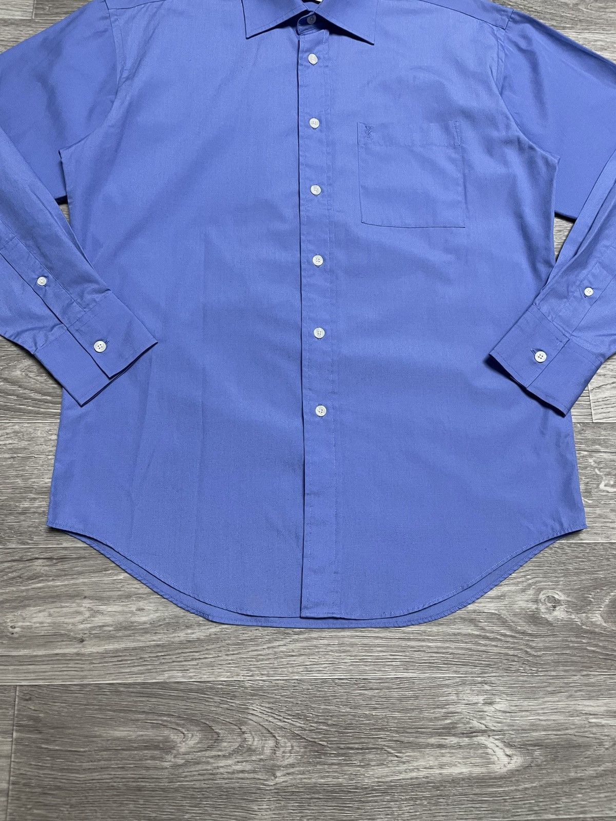 Yves Saint Laurent Vintage Yves Saint Laurent YSL Blue Long Sleeve Shirt Button Size US L / EU 52-54 / 3 - 3 Thumbnail