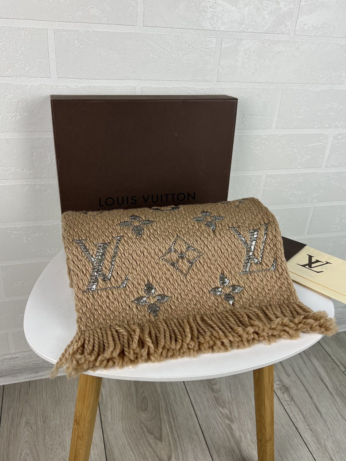 Louis Vuitton LOUIS VUITTON Scarf Echarpe LV Logomania Monogram Wool Silk Size ONE SIZE - 8 Thumbnail
