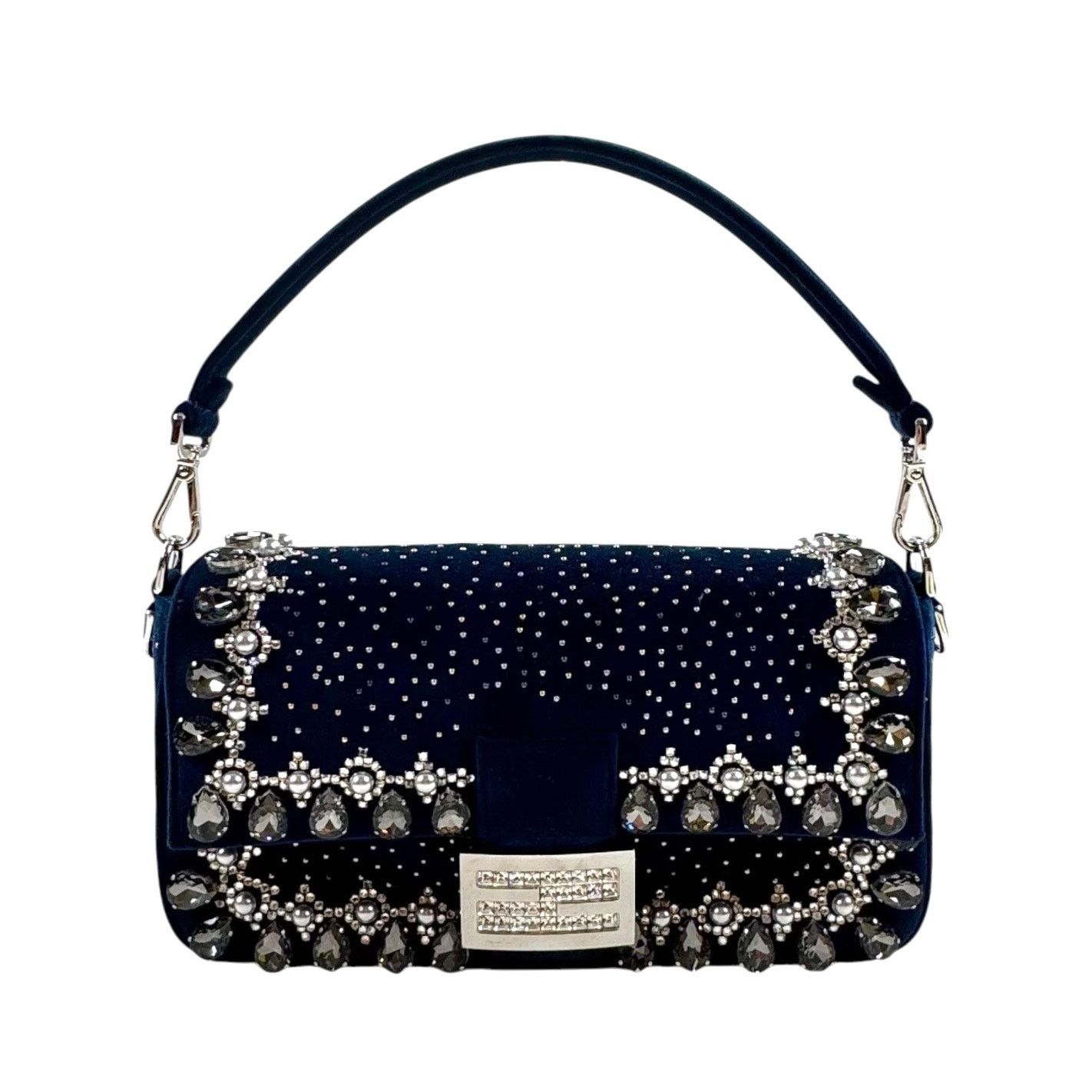 Fendi Fendi Midnight Velvet Crystal Embellished Baguette Size ONE SIZE - 1 Thumbnail