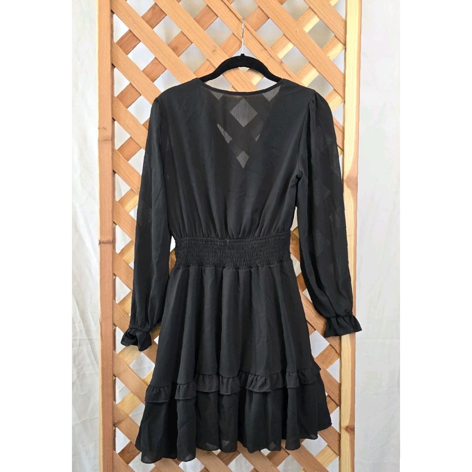 Vintage NEW Women's Casual Long Lantern Sleeve Mini Dress - Black - S - Exlura - Dress - Women Size S / US 4 / IT 40 - 2 Thumbnail
