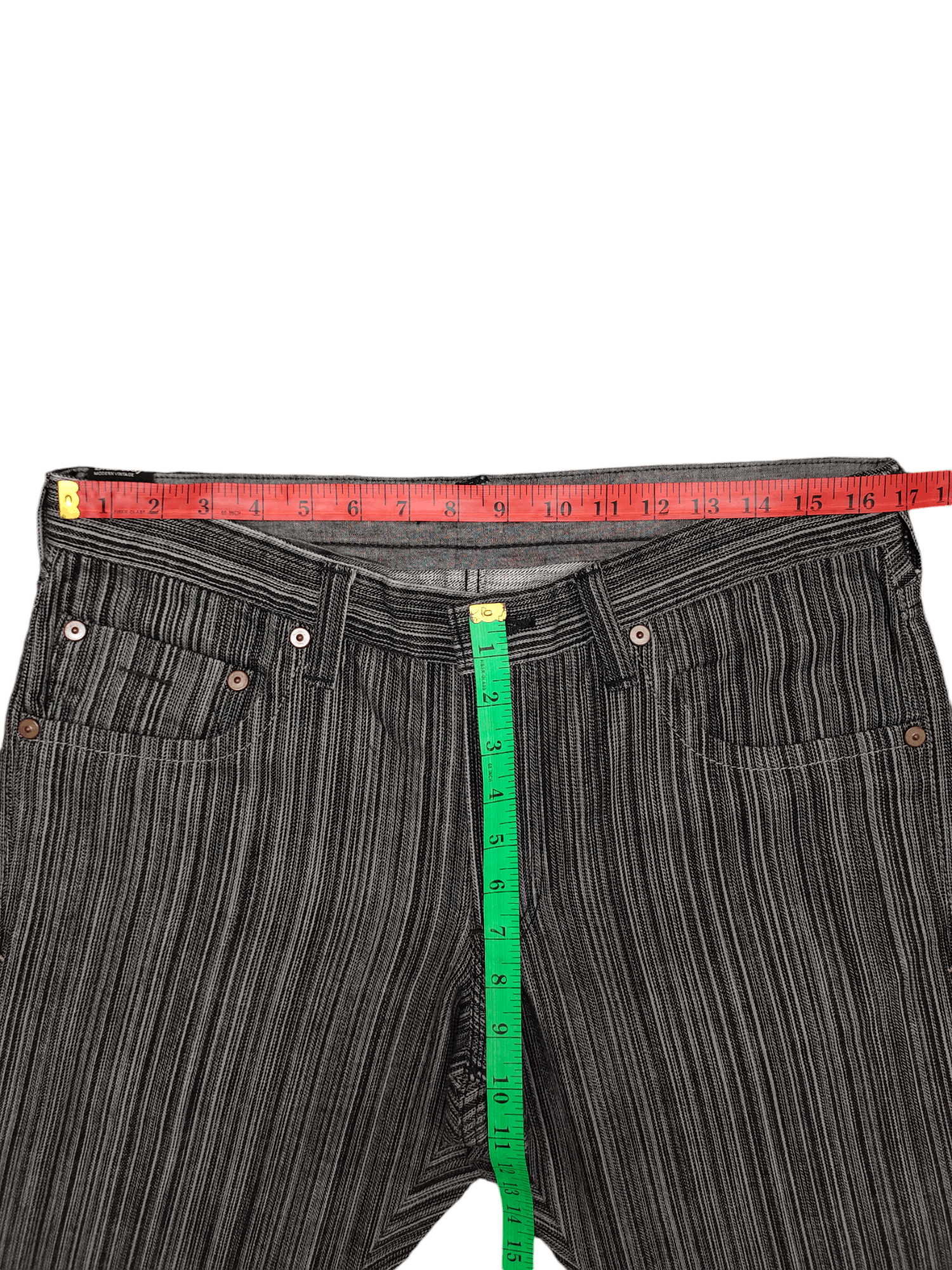 If Six Was Nine Flare Jeans Blue Way Union Made Japan Striped Denim Bootcut Size US 34 / EU 50 - 9 Thumbnail