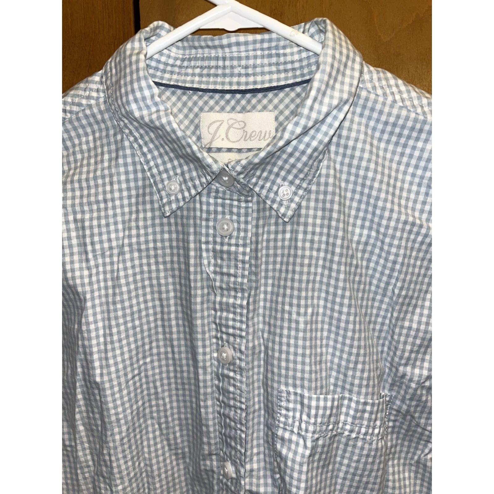 J.Crew VINTAGE J.CREW Women’s Button Down Shirt Long Sleeve Gingham Plaid Blue White Size 4 Casual Summer Women's Size S / US 4 / IT 40 - 2 Thumbnail