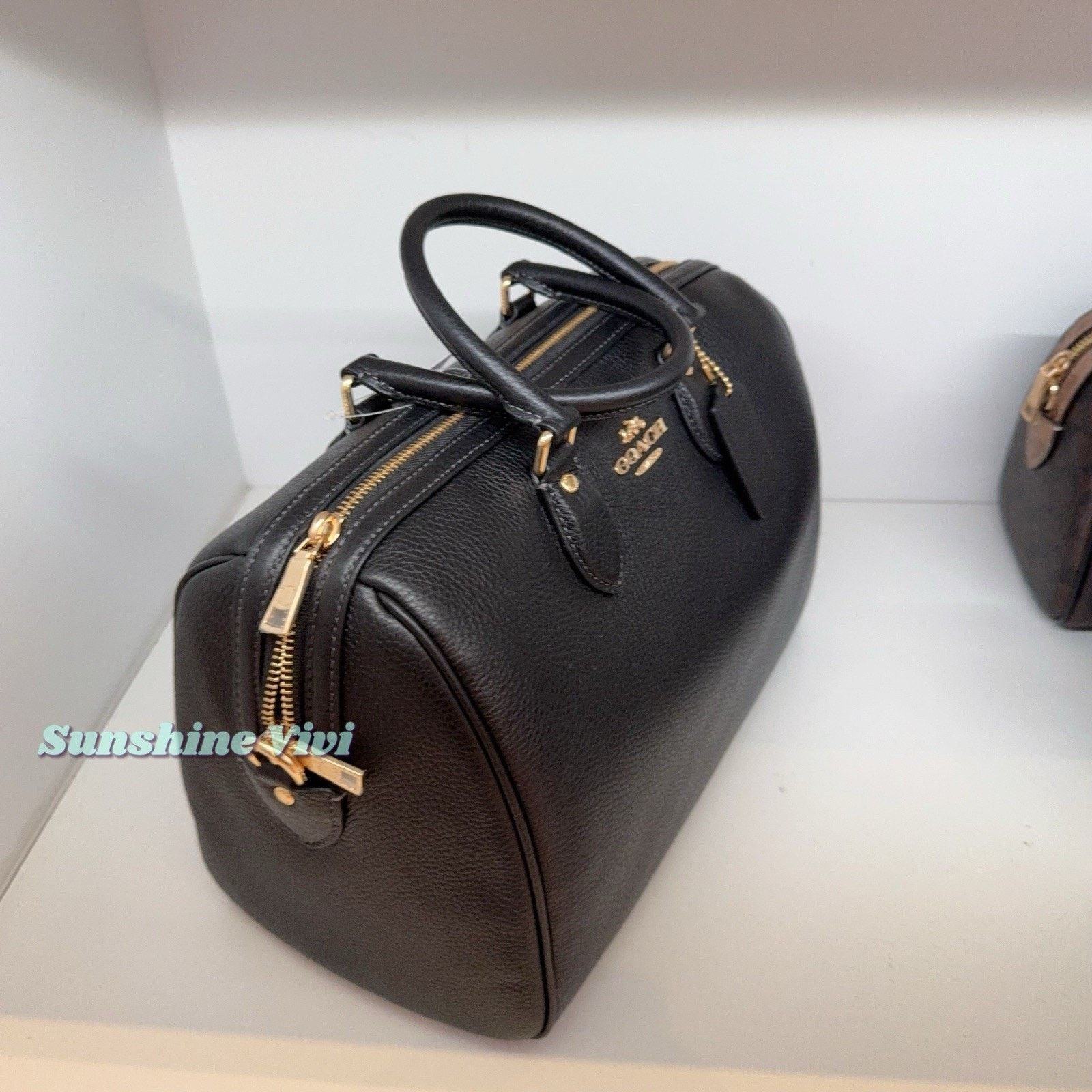 Coach NWT Coach Rowan Large Satchel Bag Leather CV960 Gold/Black Size ONE SIZE - 4 Thumbnail