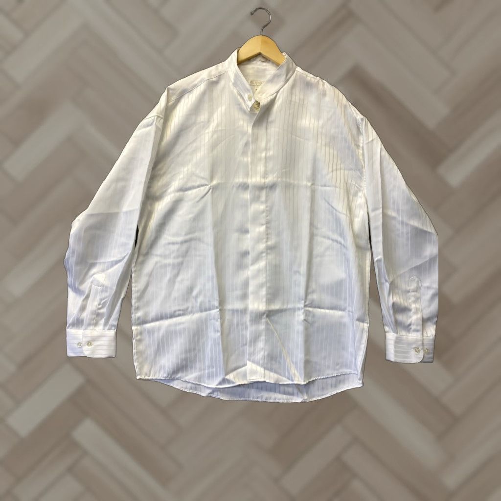 Vintage Elliott Men’s Dress Shirt Button-Down White Poly 100% Polyester L 16-16 1/2 Chest Sizes 87-103 / 87-103 Branded Size 42R - 1 Thumbnail