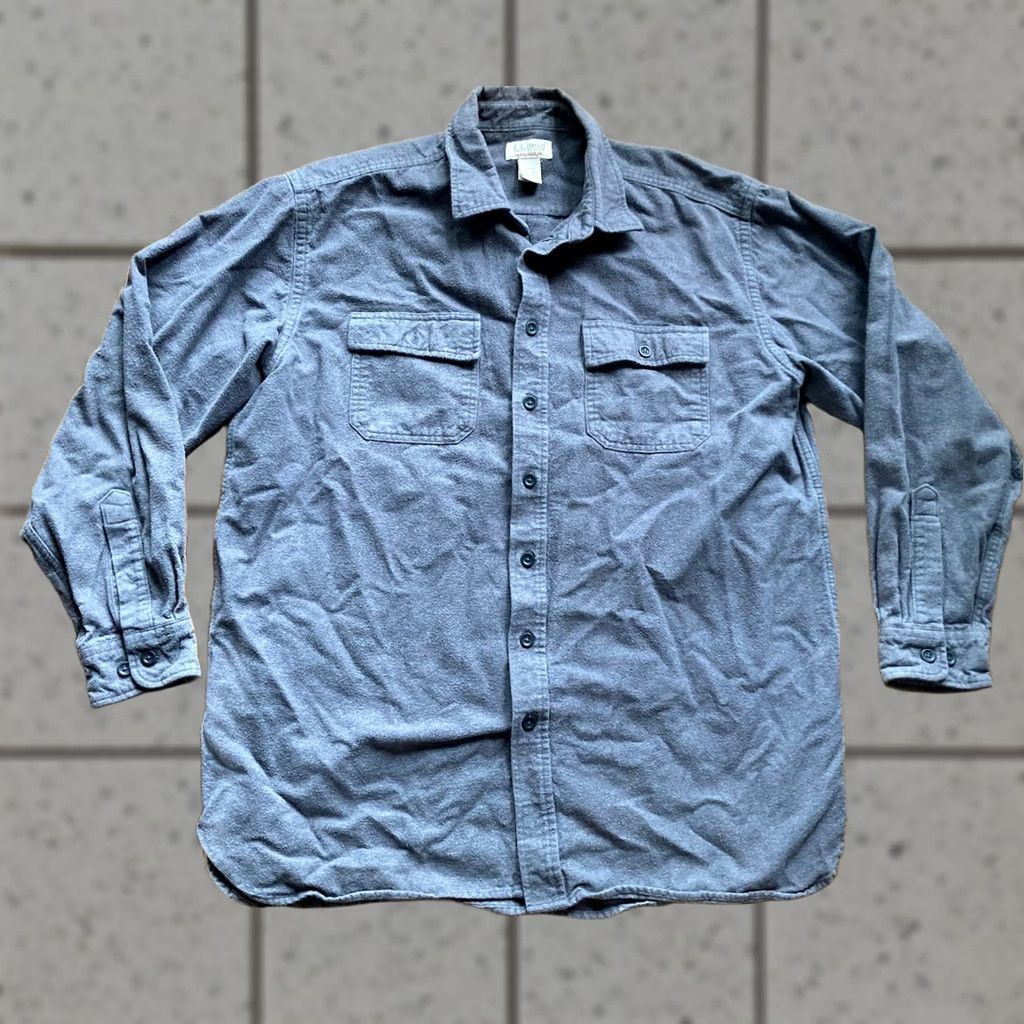 Vintage L.L. Bean Shirt Mens XL Tall Gray Flannel Long Sleeve Heavyweight Button-Up Casual Outdoor Size US XL / EU 56 / 4 - 1 Thumbnail