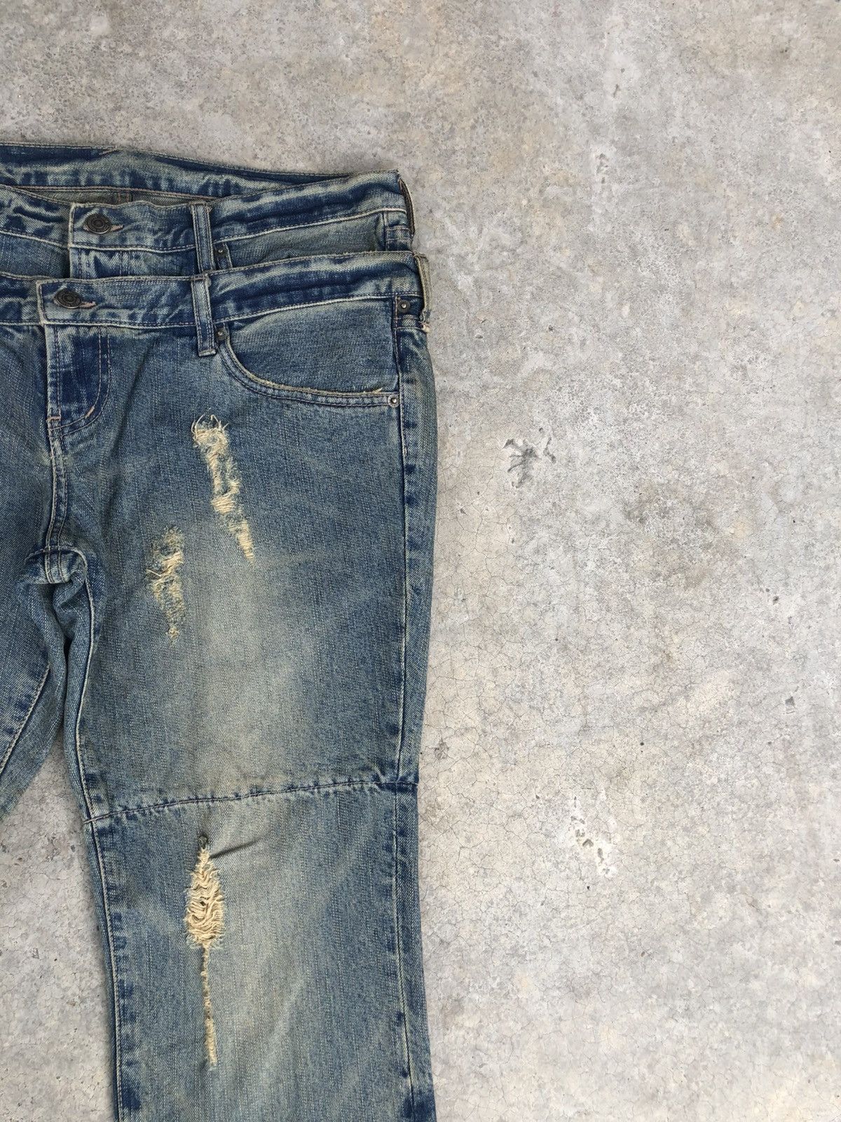 PPFM Japanese PPFM Double Waist Distressed Jeans Size US 35 - 5 Thumbnail