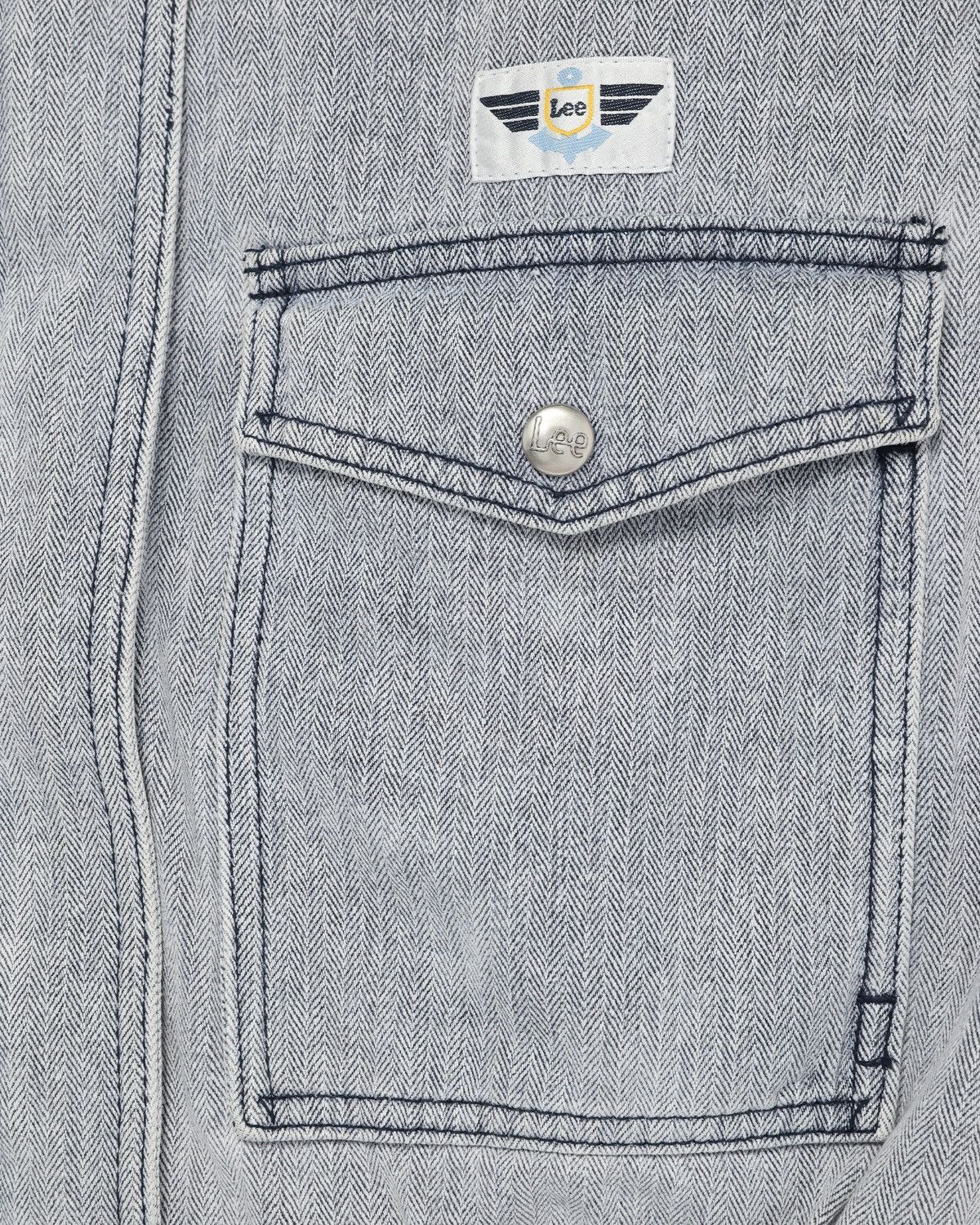 Vintage Lee Herringbone Jacket Light Grey Minimal Workwear Style Size US S / EU 44-46 / 1 - 4 Thumbnail