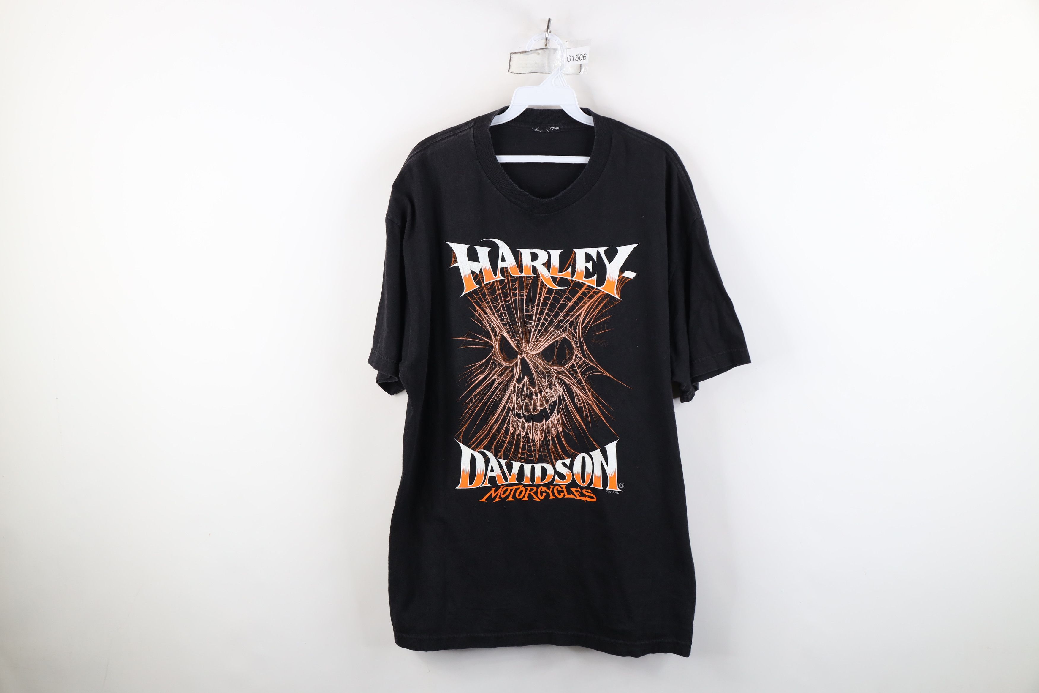 Harley Davidson Y2K Harley Davidson Spell Out Spider Web Skull T-Shirt Black Size US XL / EU 56 / 4 - 1 Thumbnail