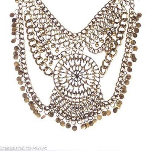 Designer Treasure Trove NYC Goldtone Fringe Bib Necklace Size ONE SIZE - 1 Thumbnail