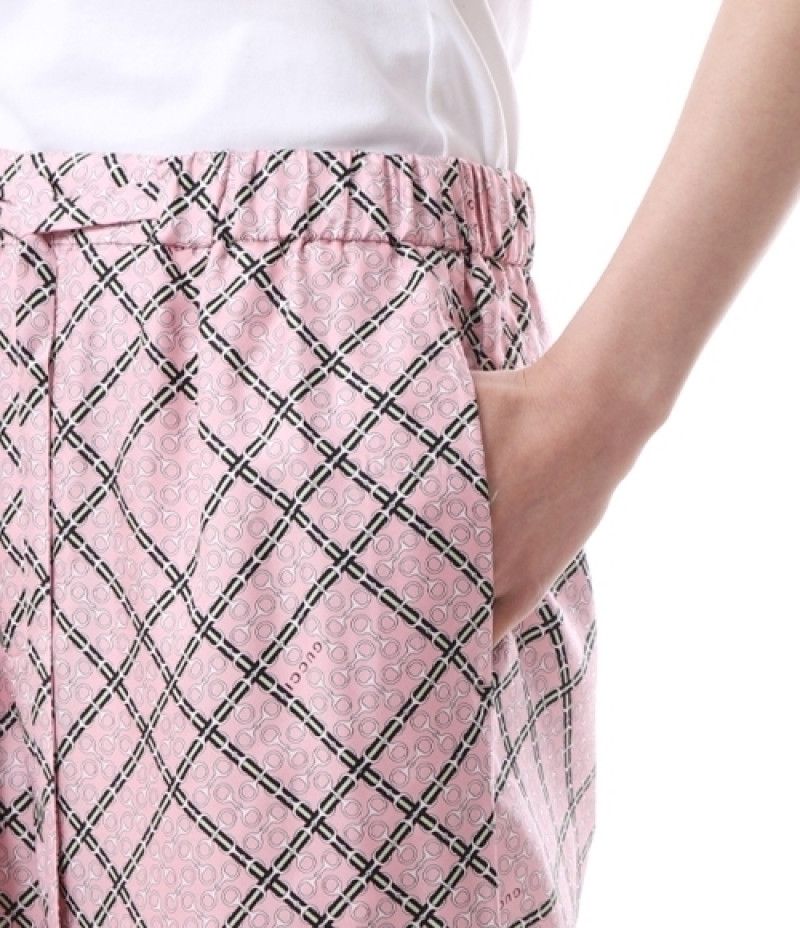 Gucci o1la5ras0526 Printed Silk Twill Trousers in Pink Size 34" / US 12 / IT 48 - 6 Thumbnail
