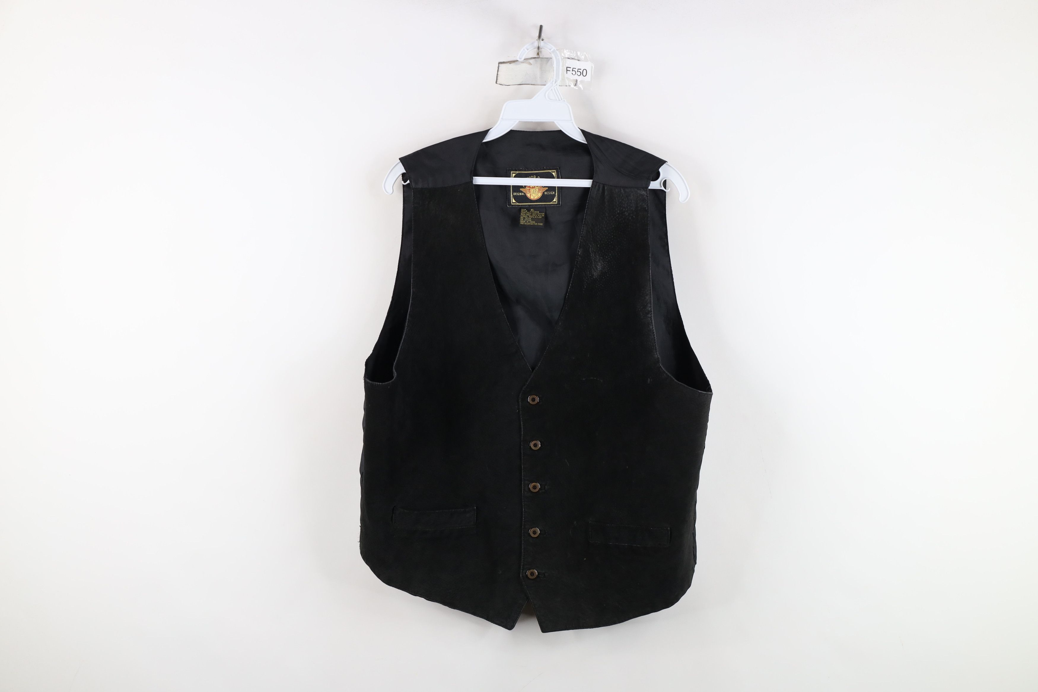 Vintage Vintage 90s Streetwear Suede Leather Vest Jacket Black Size US XL / EU 56 / 4 - 1 Thumbnail