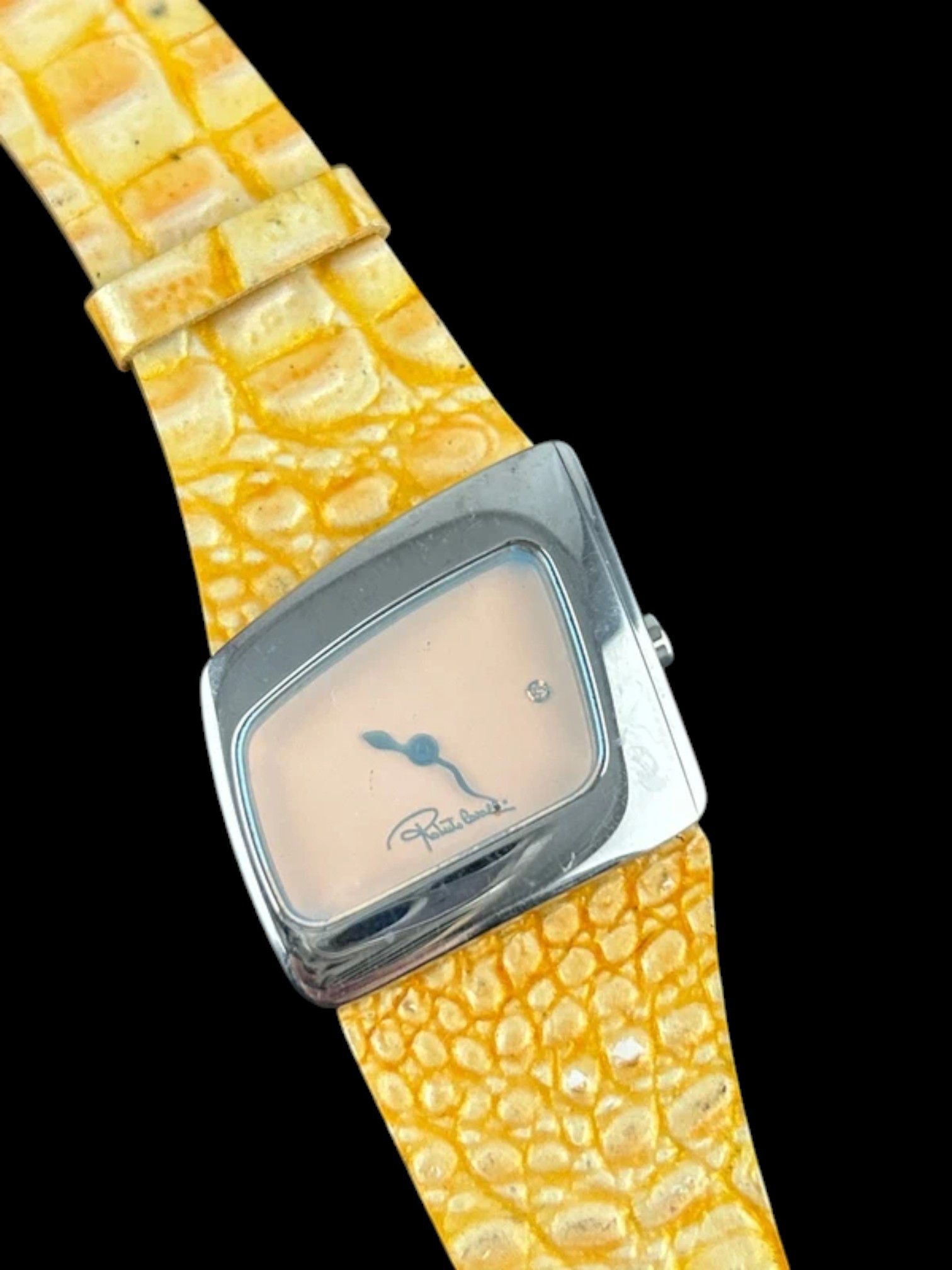 Roberto Cavalli Roberto Cavalli Asymmetric Watch w/ Yellow Croc Strap 2000s Size ONE SIZE - 1 Thumbnail