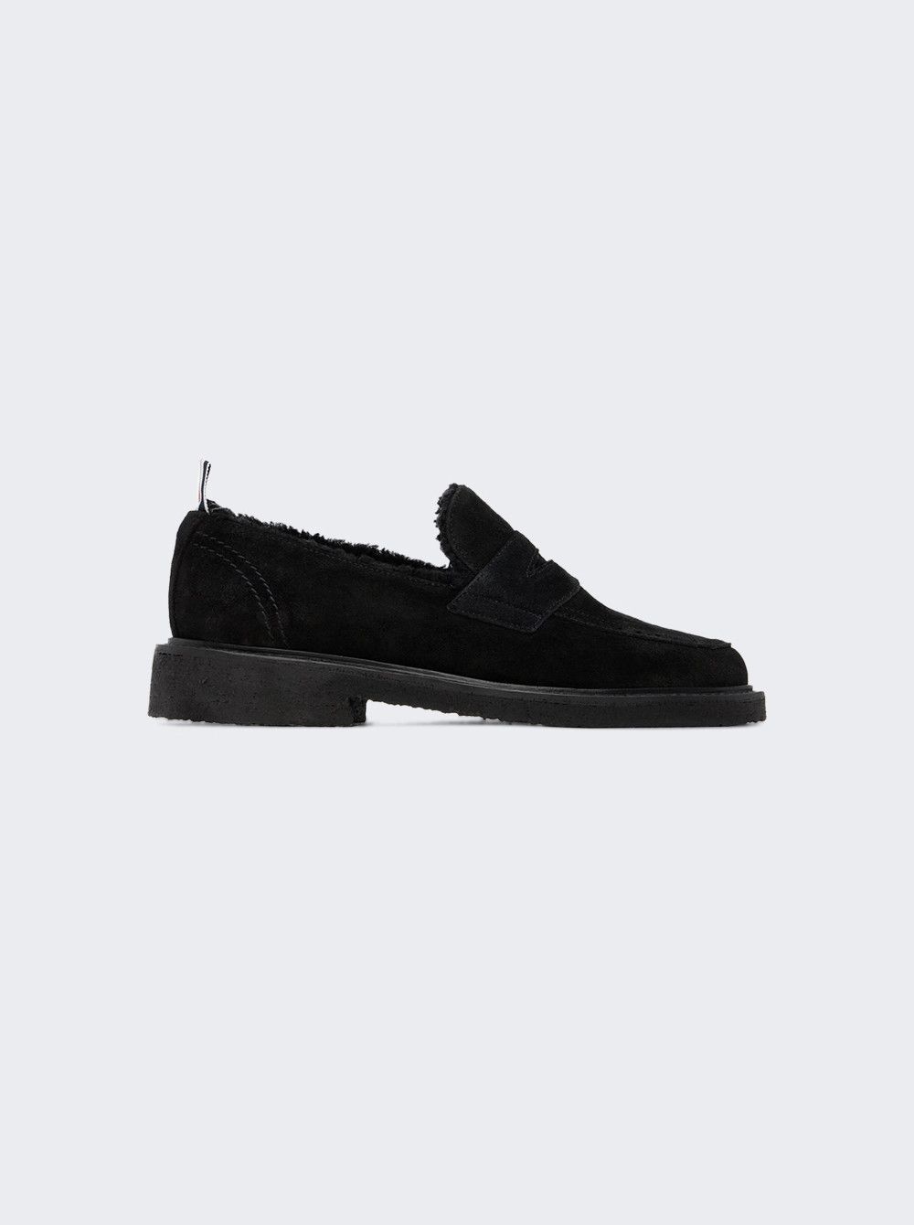 Thom Browne o1mle0326 Suede Crepe Sole Shearling Penny Loafer in Black Size US 13 / EU 46 - 1 Thumbnail