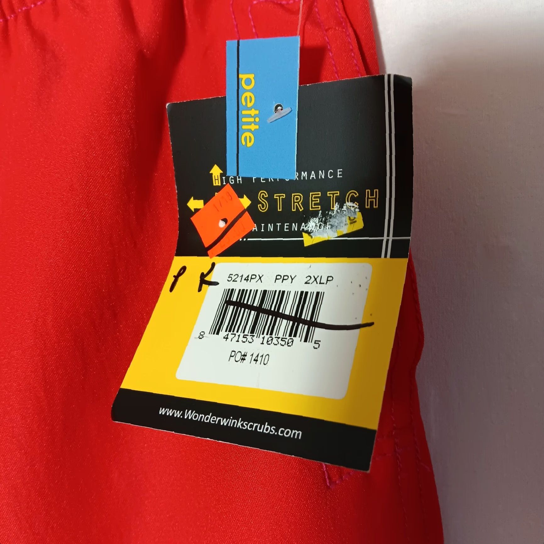 Vintage VINTAGE WonderWink Scrub Pants Womens 2XLP Petite Orange Poppy Stretch Cargo Pocket Size 40" / US 18 - 7 Thumbnail