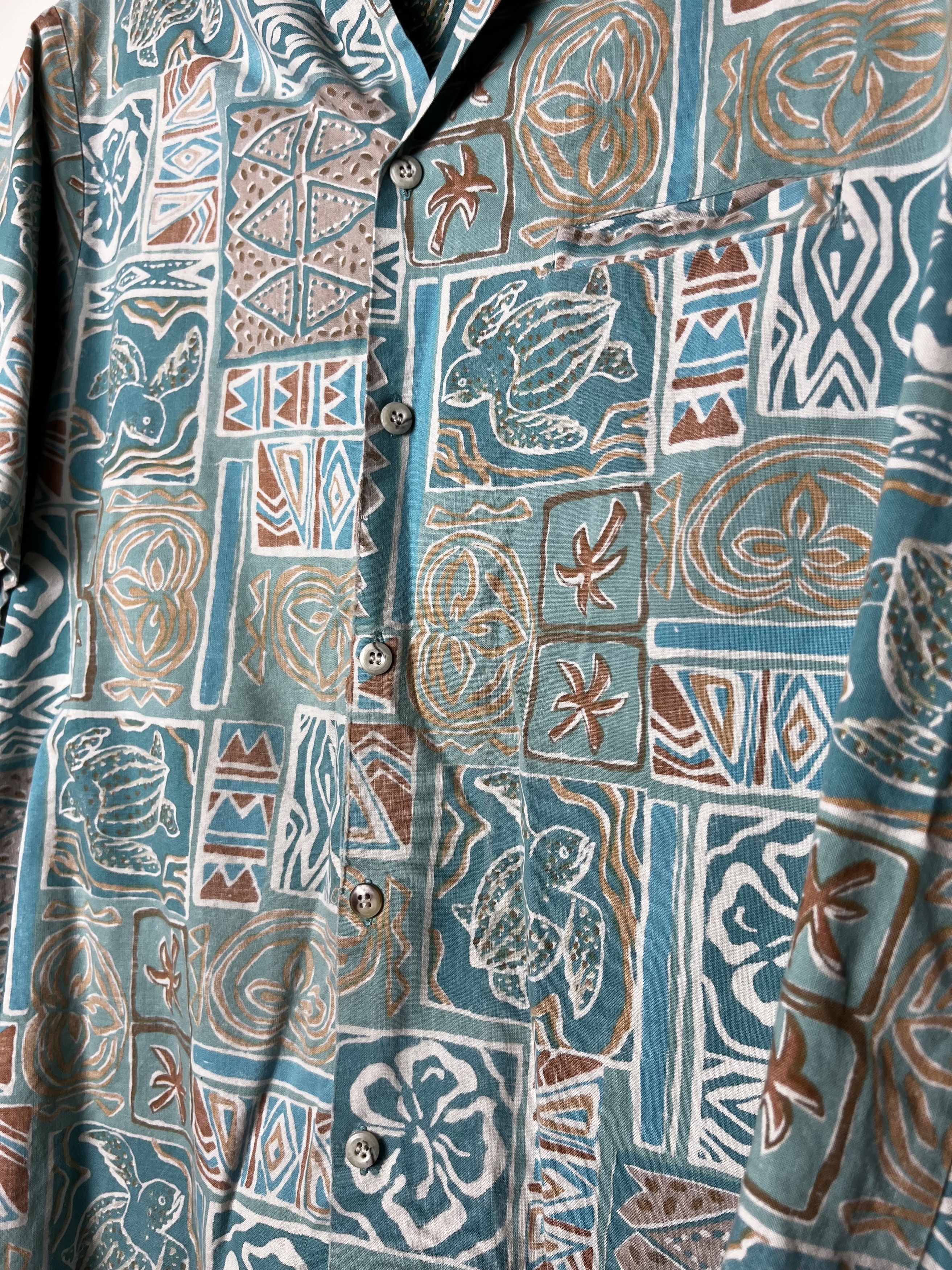 Vintage Vntg 70s Hawaiian Aloha Shirt: Barefoot in Paradise Abstract Size US L / EU 52-54 / 3 - 5 Thumbnail