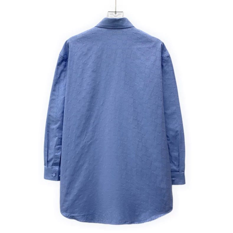 Gucci Gucci Size36 Blue logo jacquart full printed cotton lapel s Size US XXS / EU 40 - 2 Thumbnail