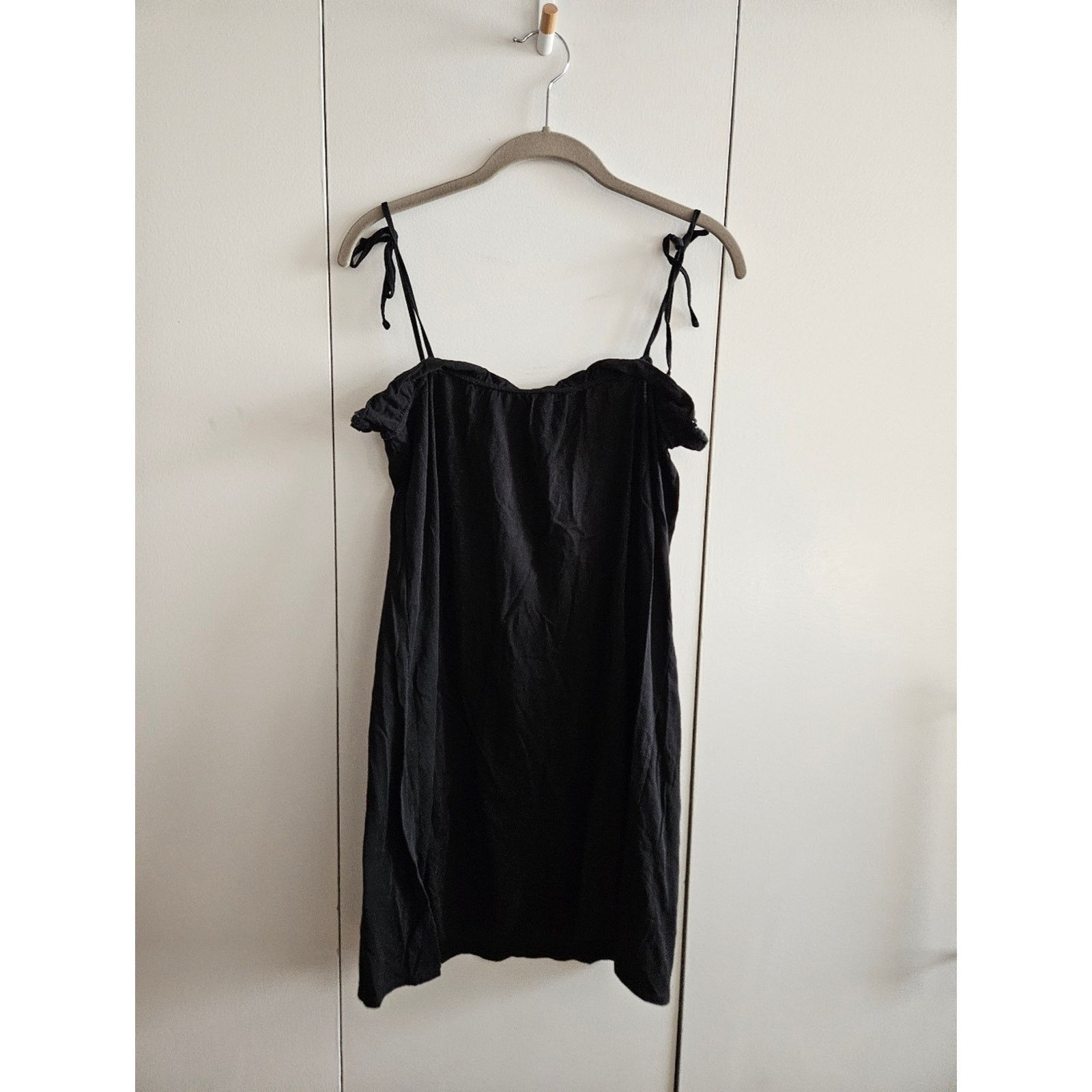 Sezane Sezane Size S Black Tie-Shoulder Sundress 100% Pima Cotton Size S / US 4 / IT 40 - 2 Thumbnail