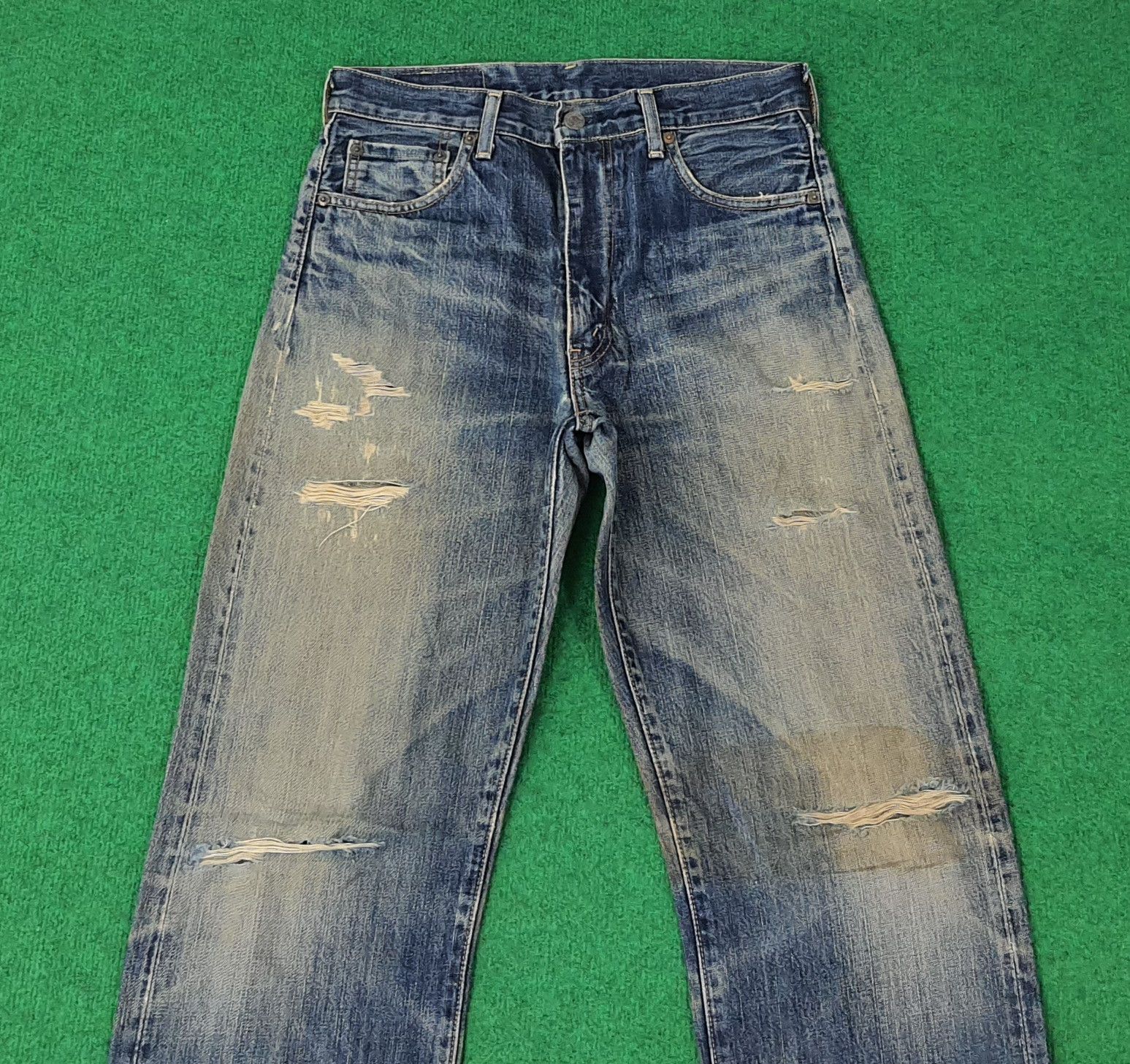 Levi's Vintage Levi's 502 Selvedge Distressed Jeans C258N13 Size US 29 - 2 Thumbnail