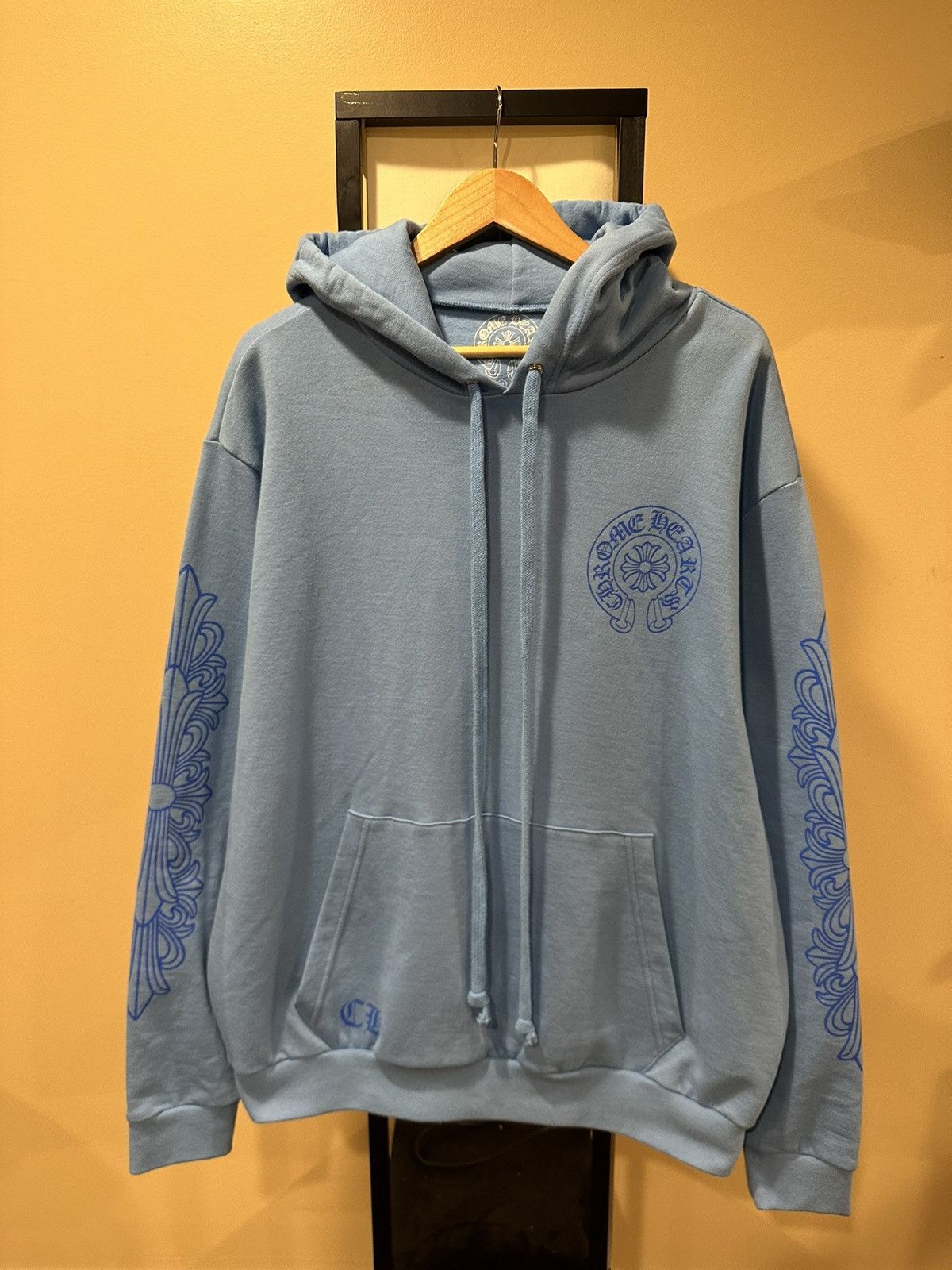 image of Chrome Hearts Miami Exclusive Blue Horseshoe Logo Hoodie, Men's (Size XL)