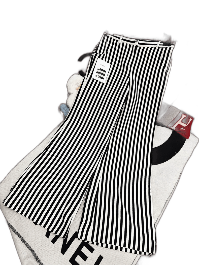 Chanel Chanel Black White Striped Wool Pants Size 38" / US 16 / IT 52 - 1 Thumbnail