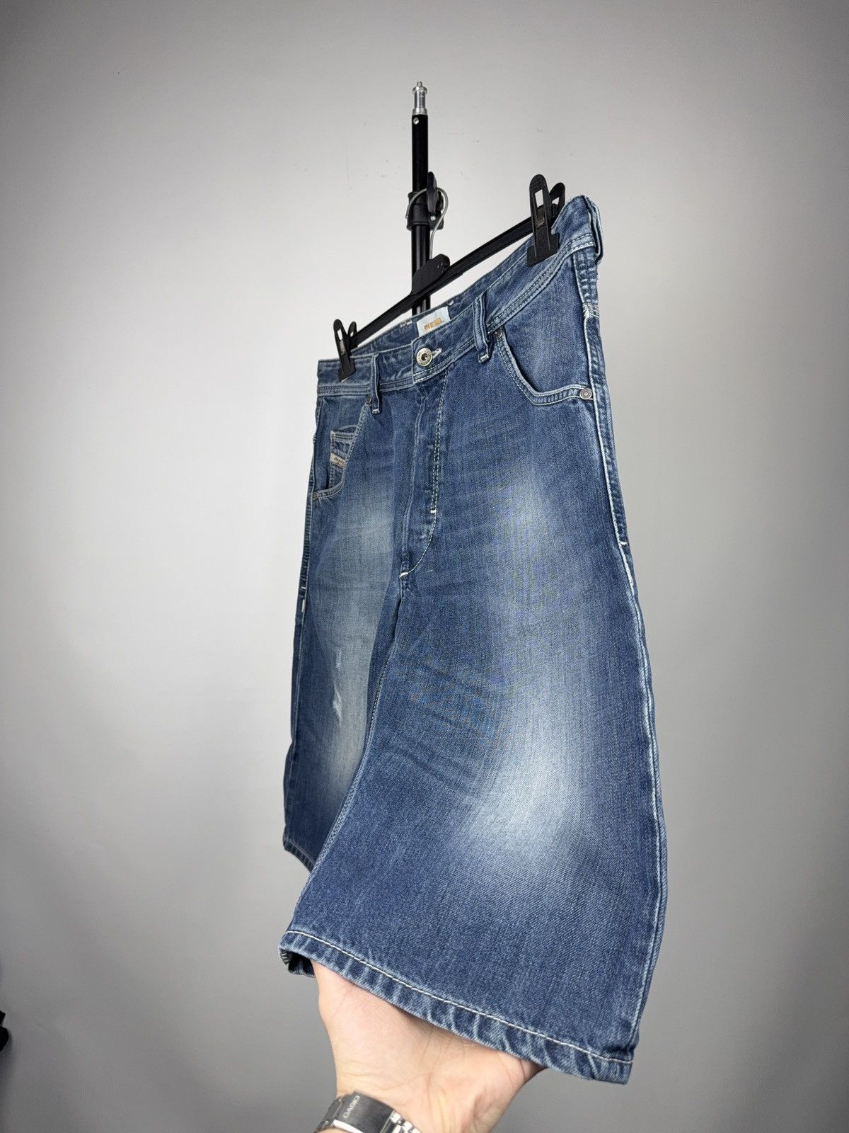 00s Vintage Diesel Industry Y2K Distressed Denim Shorts W32