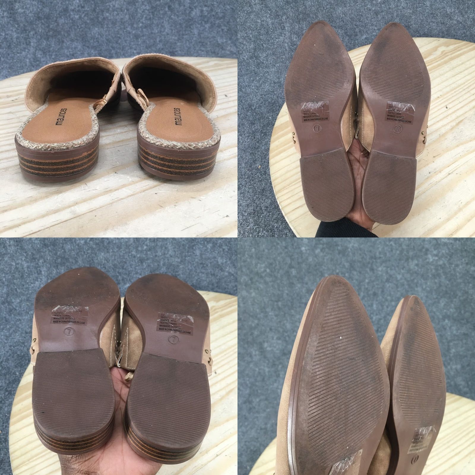 Vintage Maurices Sandals Womens 7 M Studded Mule Flats Beige Faux Leather Slip On Sandals Size US 7 / IT 37 - 8 Thumbnail