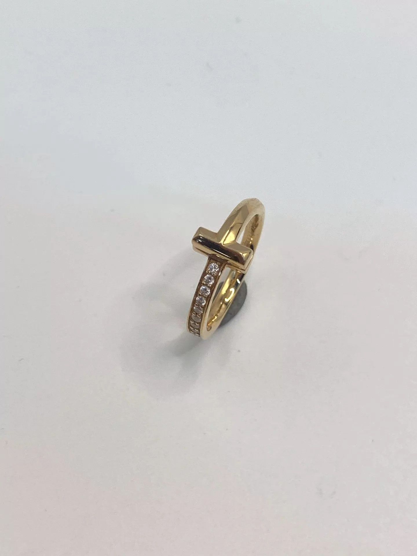 Tiffany & Co. Tiffany T1 Rose Gold Half-Diamond Ring Size 49 3.74g Box Size ONE SIZE - 1 Thumbnail