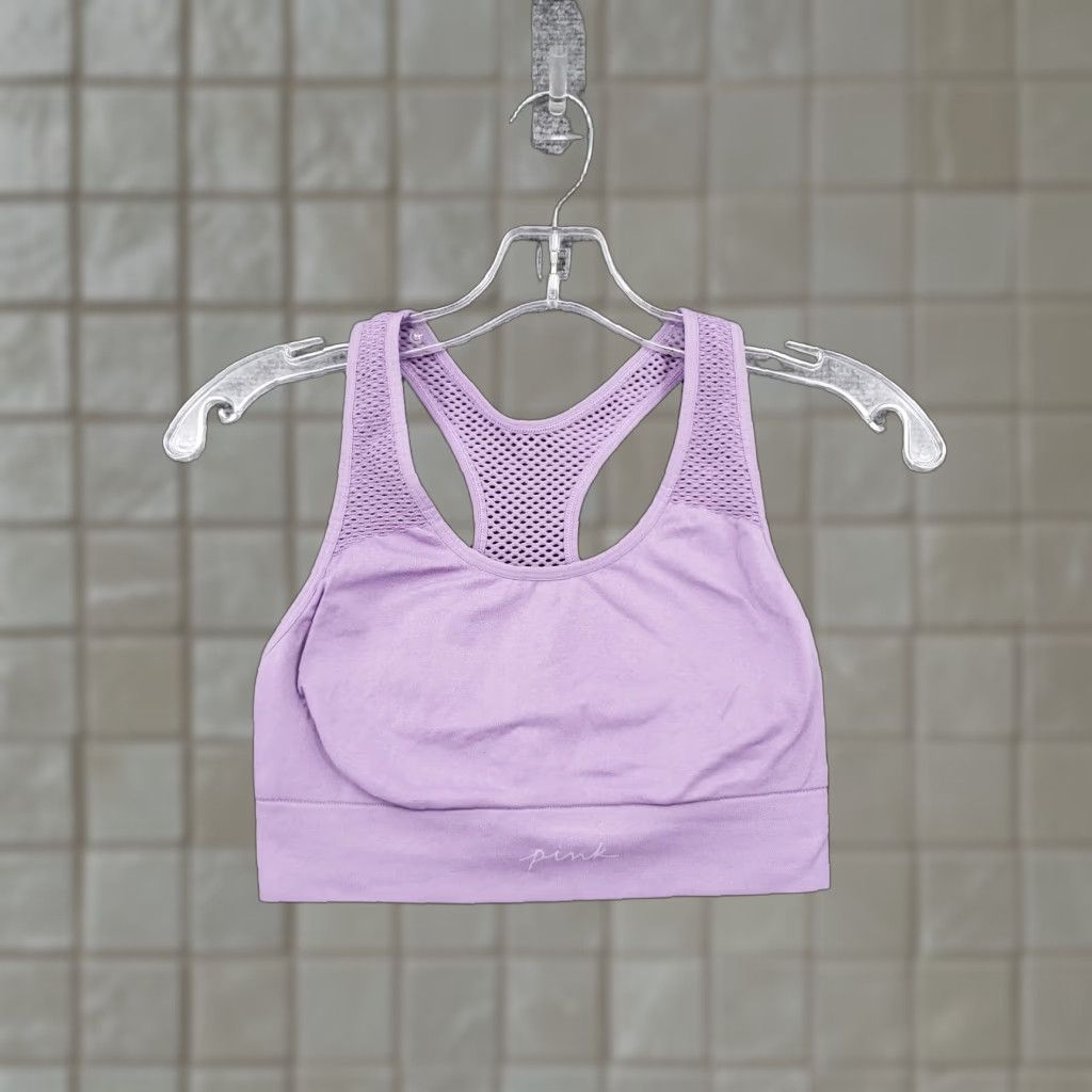 Victorias Secret Vintage Victoria's Secret Pink Sports Bra Womens S Small Purple Seamless Lightly Lined Racerback Activewear Wireless B Cup