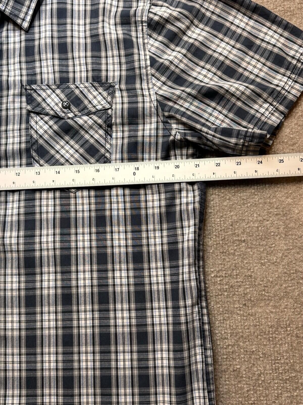 Empyre Empyre Men's Lg Gray Plaid Short Sleeve Pearl Snap Up [730] Size US L / EU 52-54 / 3 - 8 Thumbnail
