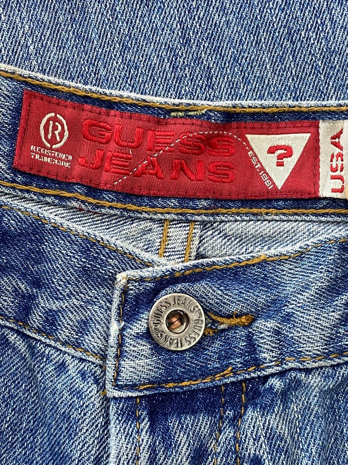 Guess Guess Faded Blue Wash Distressed Style Straight Leg Jean Size US 32 / EU 48 - 10 Thumbnail